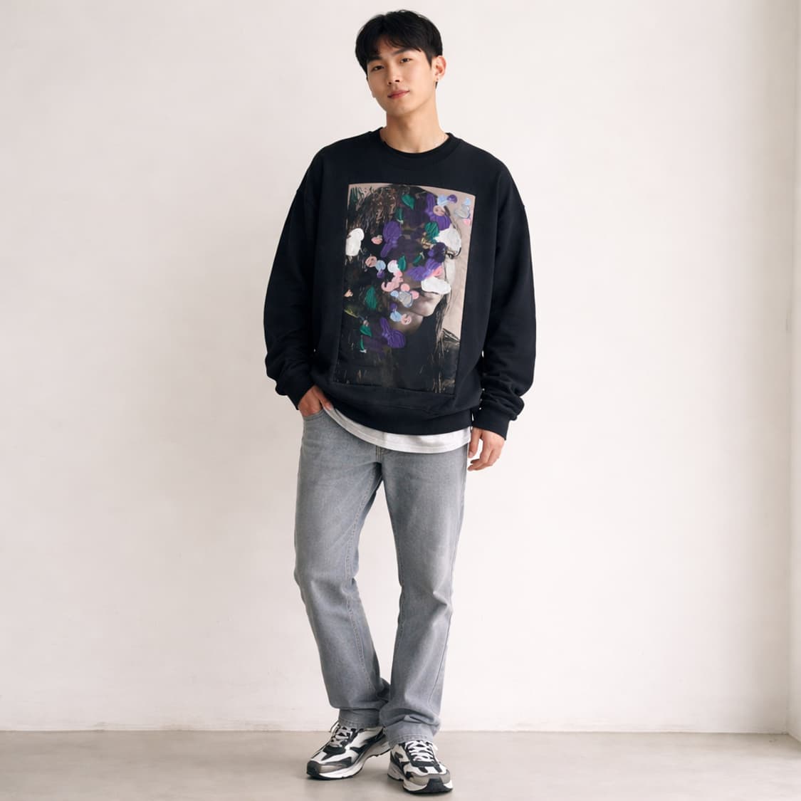 MSGM 페이스 그래픽 프린팅 블랙 맨투맨 상품이미지1