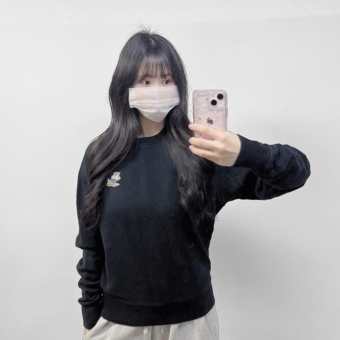 메종키츠네 드레스드 폭스 맨투맨 블랙 상품이미지1