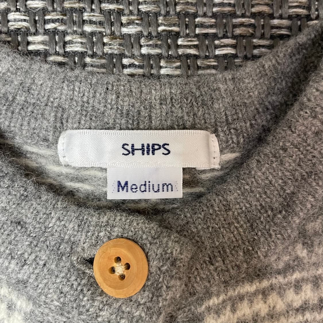 SHIPS 키즈 그레이 노르딕 패턴 앙고라 반팔 가디건 M 상품이미지4