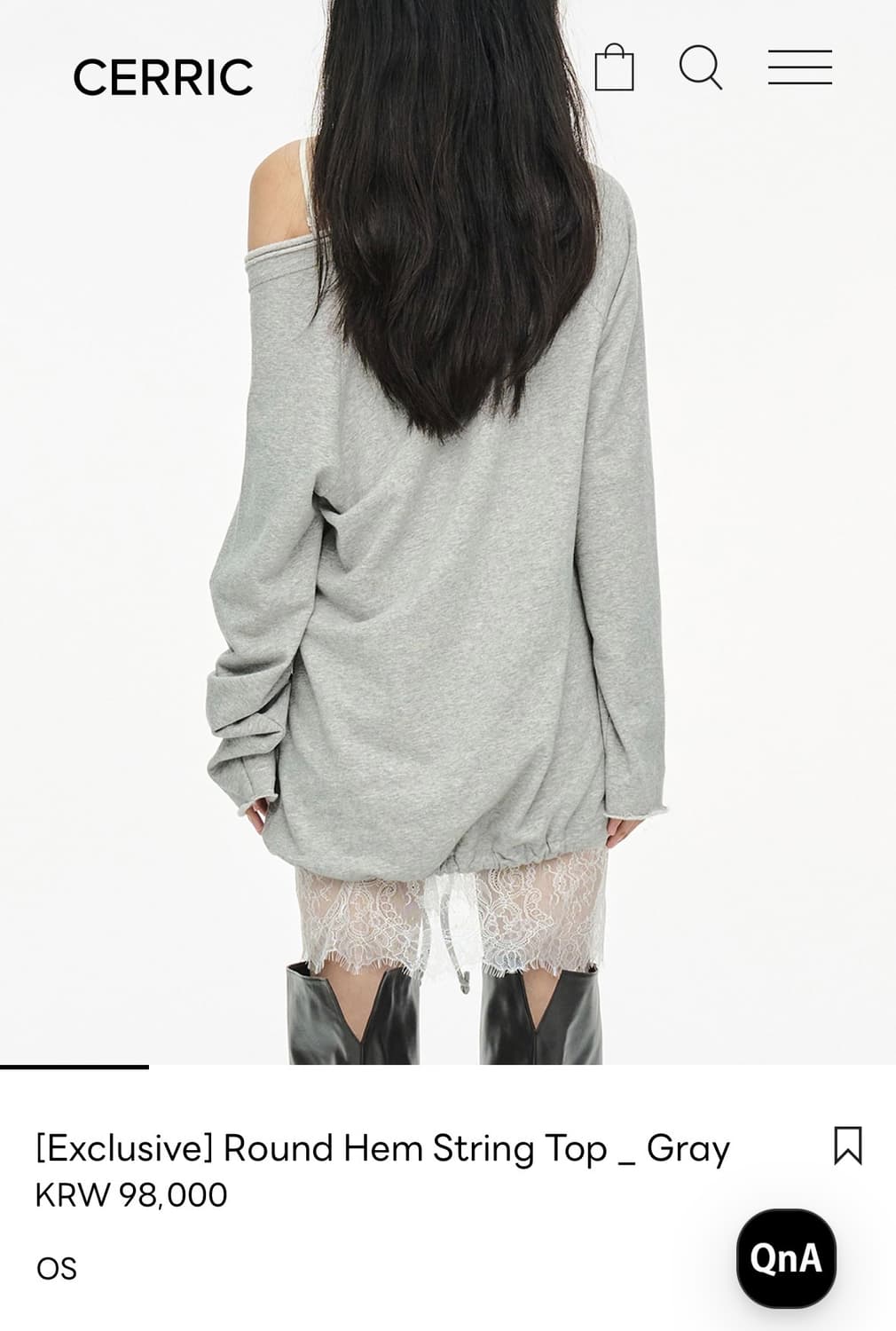 세릭 Cerric Round Hem String Top_Gray 상품이미지3