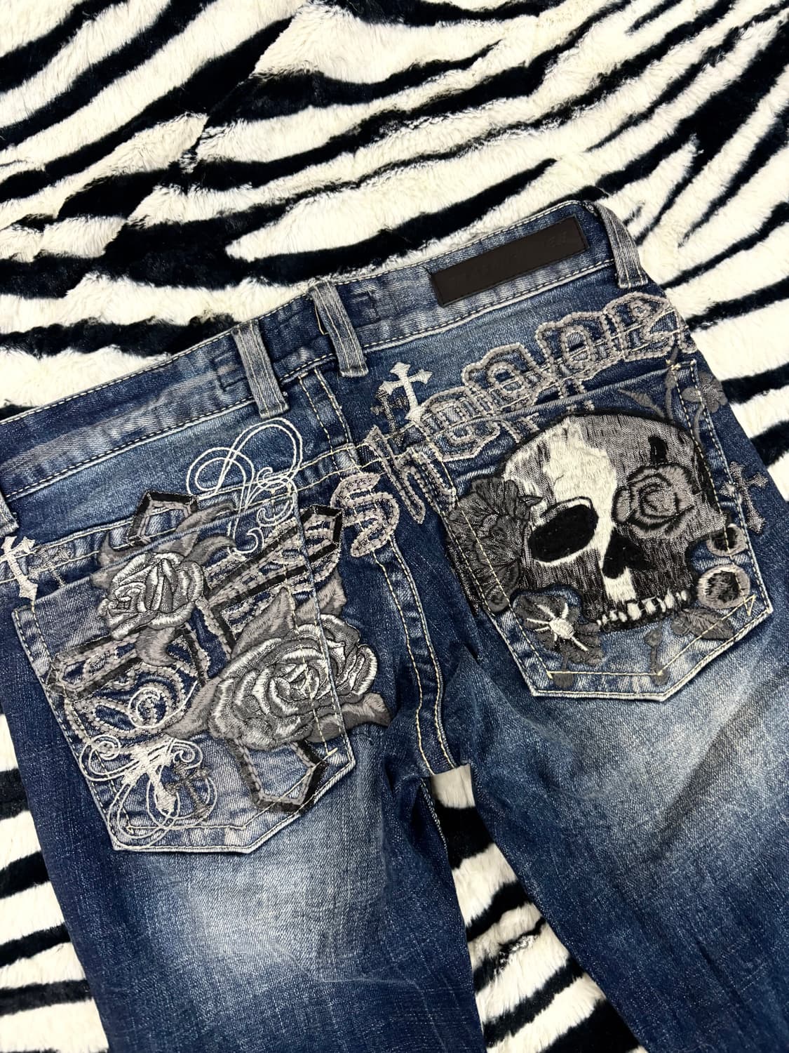 2000s Punk Skull Patch Boots Cut Pants 상품이미지3