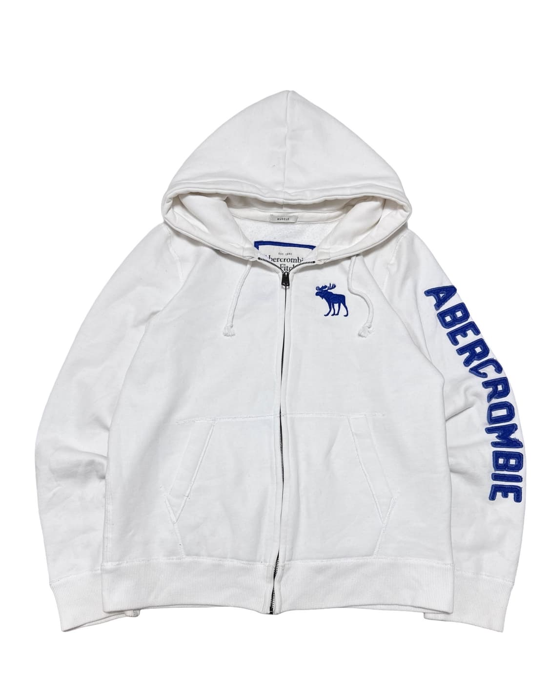 아베크롬비 스펠로고 흰색 후드집업 상품이미지1