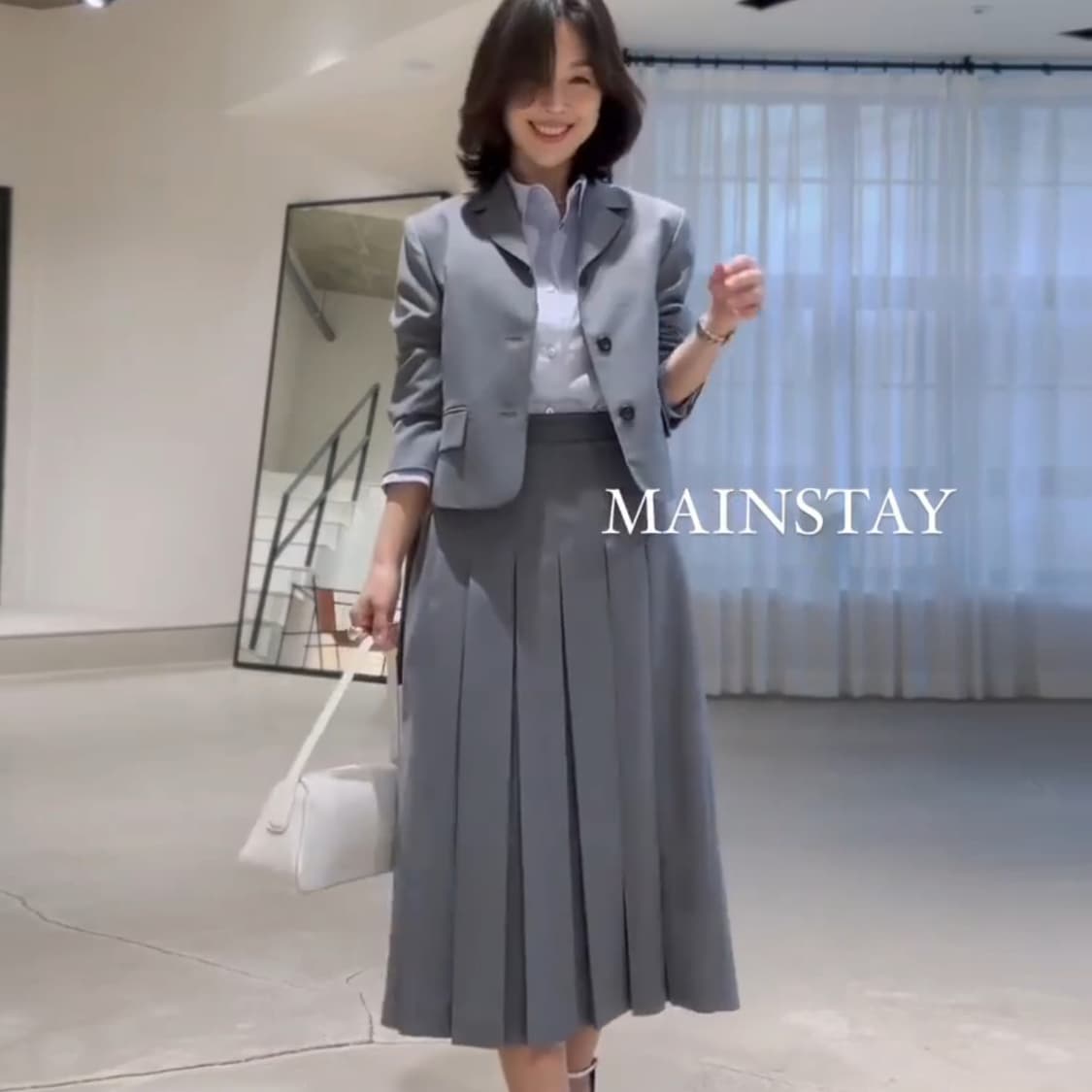 메인스테이(MAINSTAY) 모우 플리츠스커트 55 새상품 상품이미지1