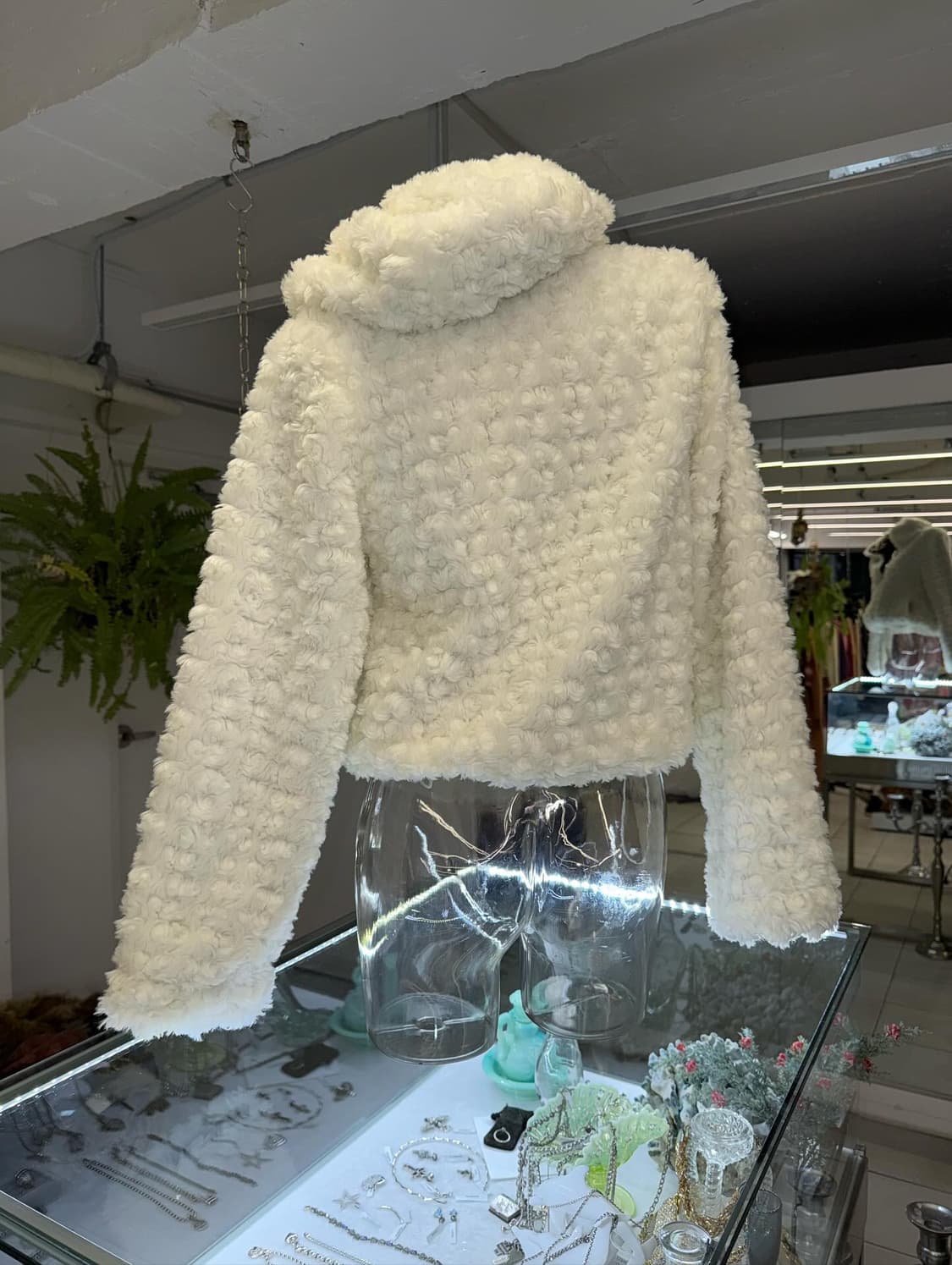 리버서블 호피 레오파드 퍼 화이트 점퍼 새상품 양면 리버시블 상품이미지6