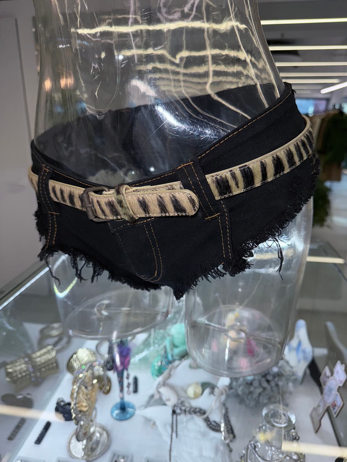zebra thin fur belt 상품이미지1