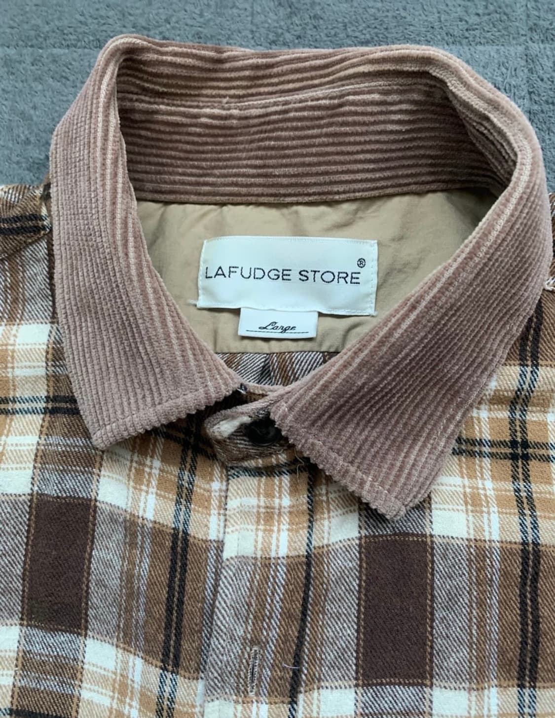 라퍼지스토어 코듀로이 칼라 빅 오버 체 크 셔츠자켓L 상품이미지2
