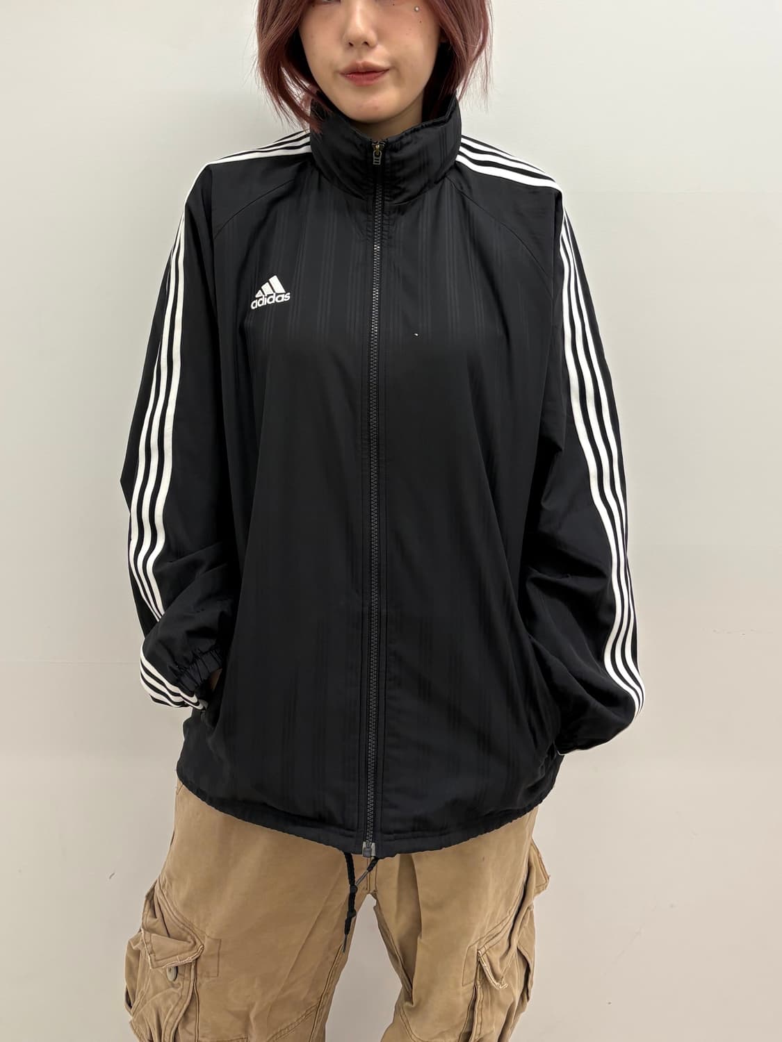 90s'Adidas 블랙 삼선 바람막이 상품이미지1