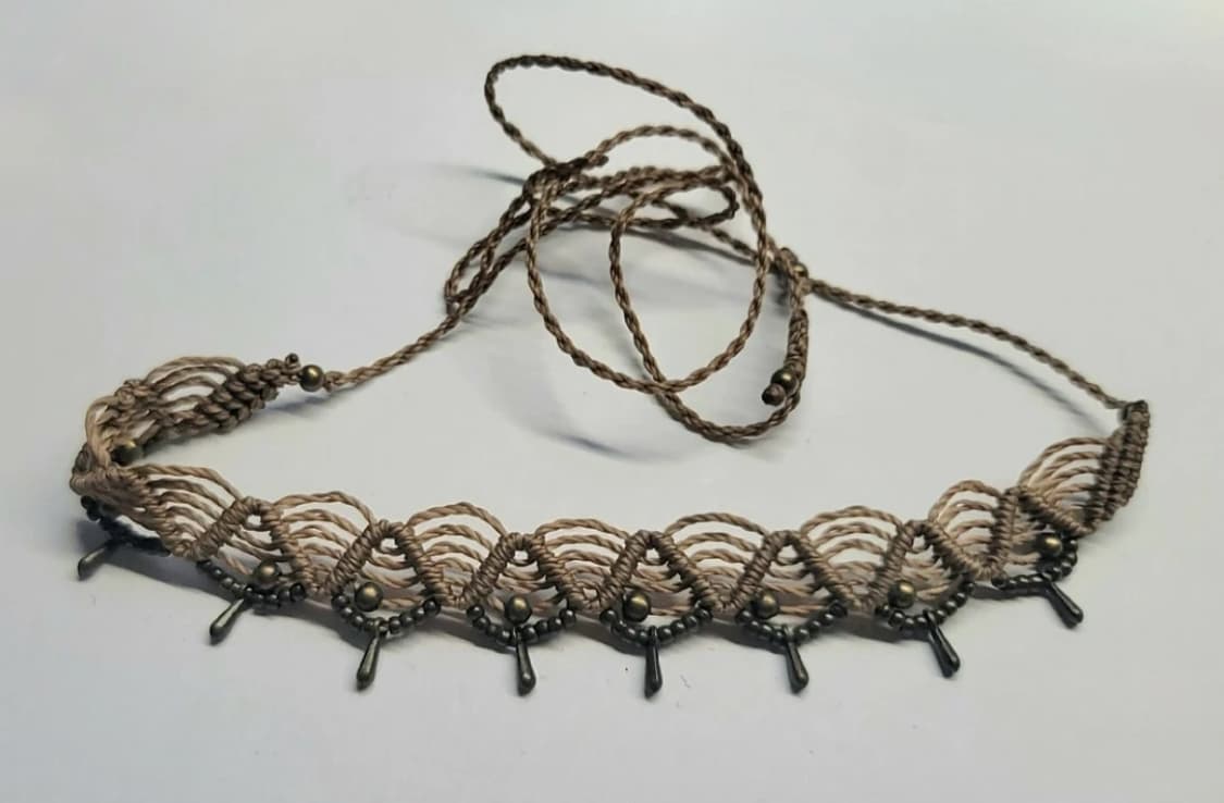 마크라메 초커 목걸이 팔찌 발찌 (베이지) 블랙 멀티유즈 상품이미지1