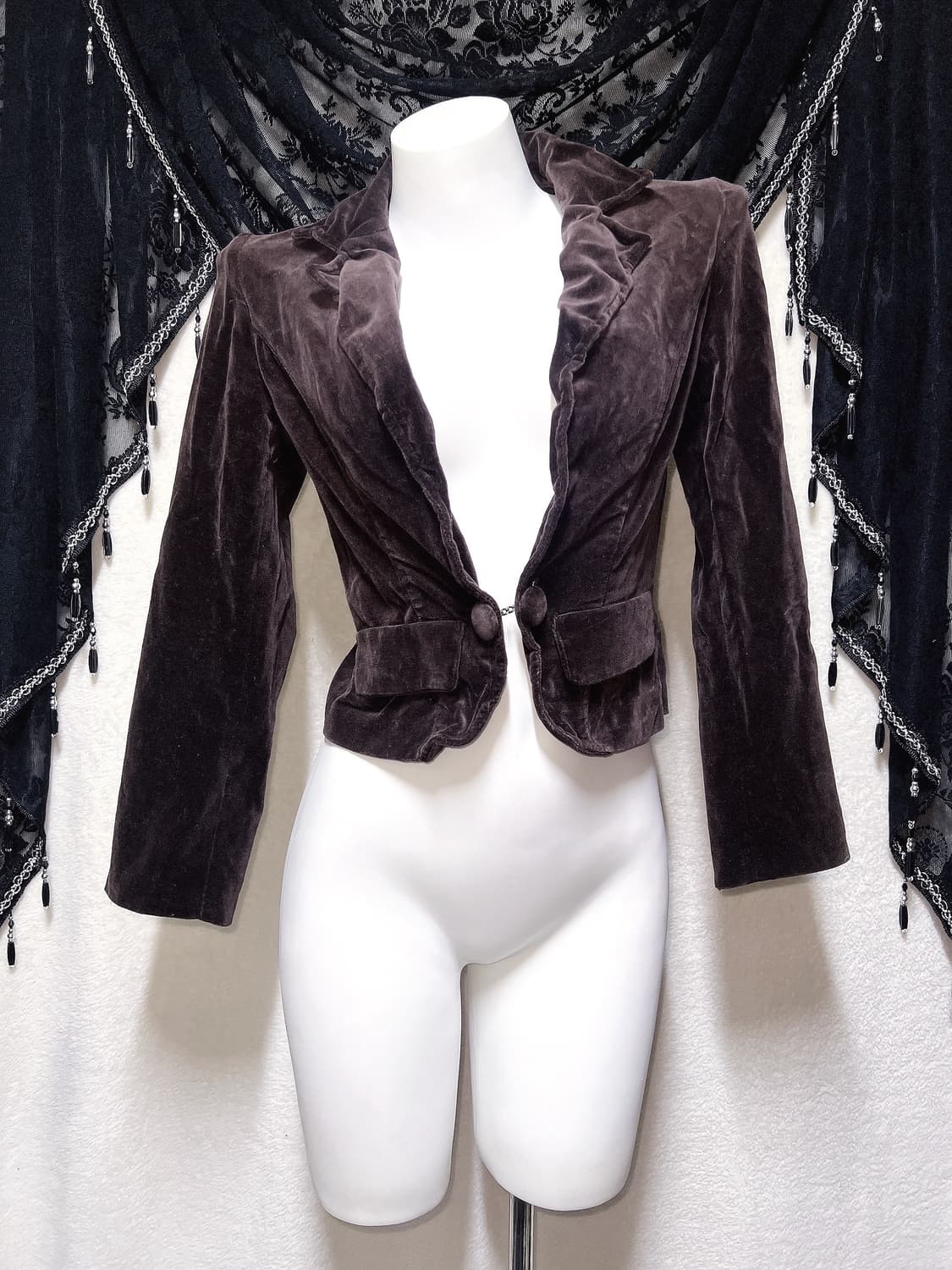 로맨틱고딕 고스로리 펑크 브라운 벨벳 블레이저 자켓 공겜 오리엔탈 갸루 상품이미지3