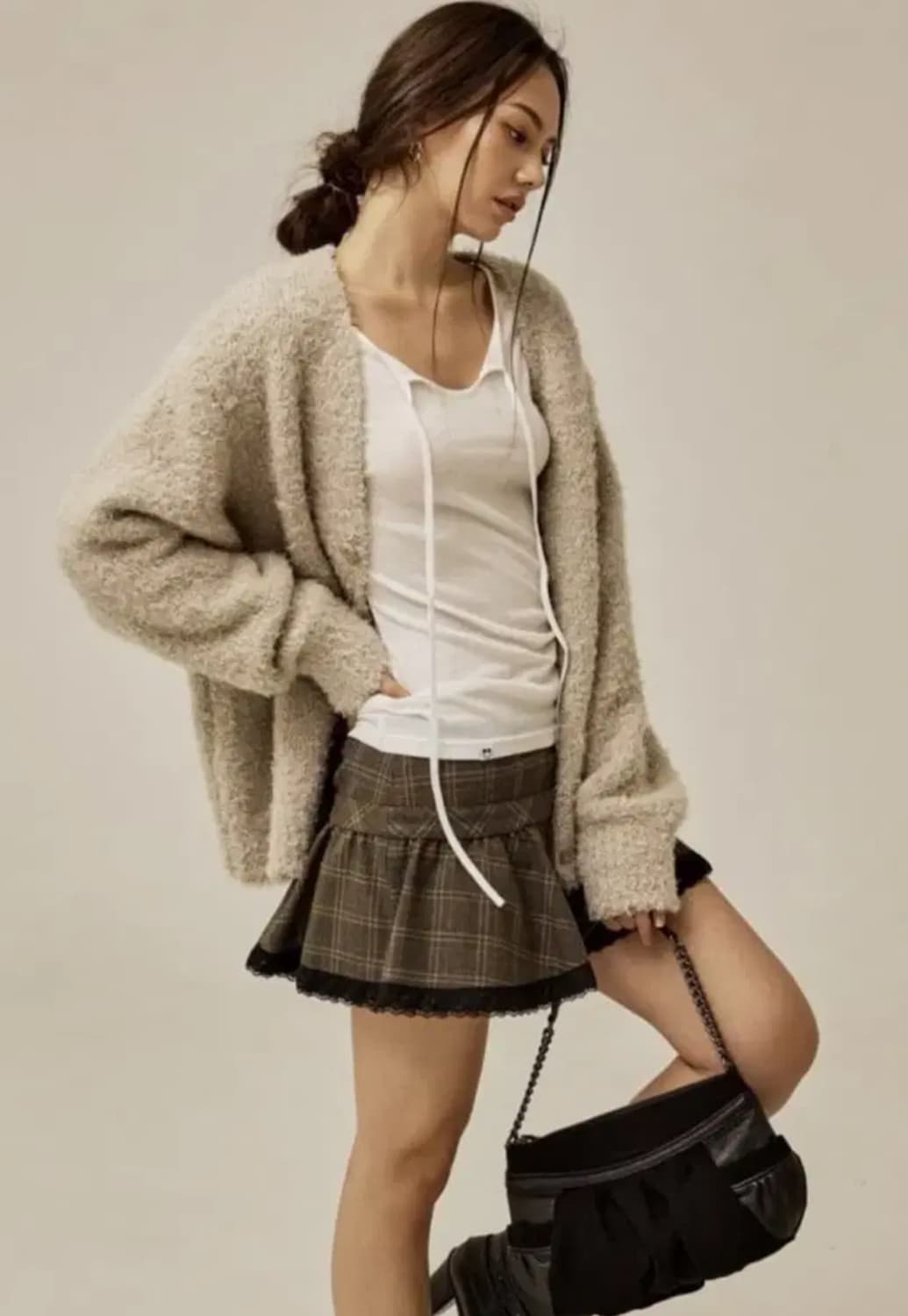 쓰리타임즈 푸들가디건 베이지 상품이미지1