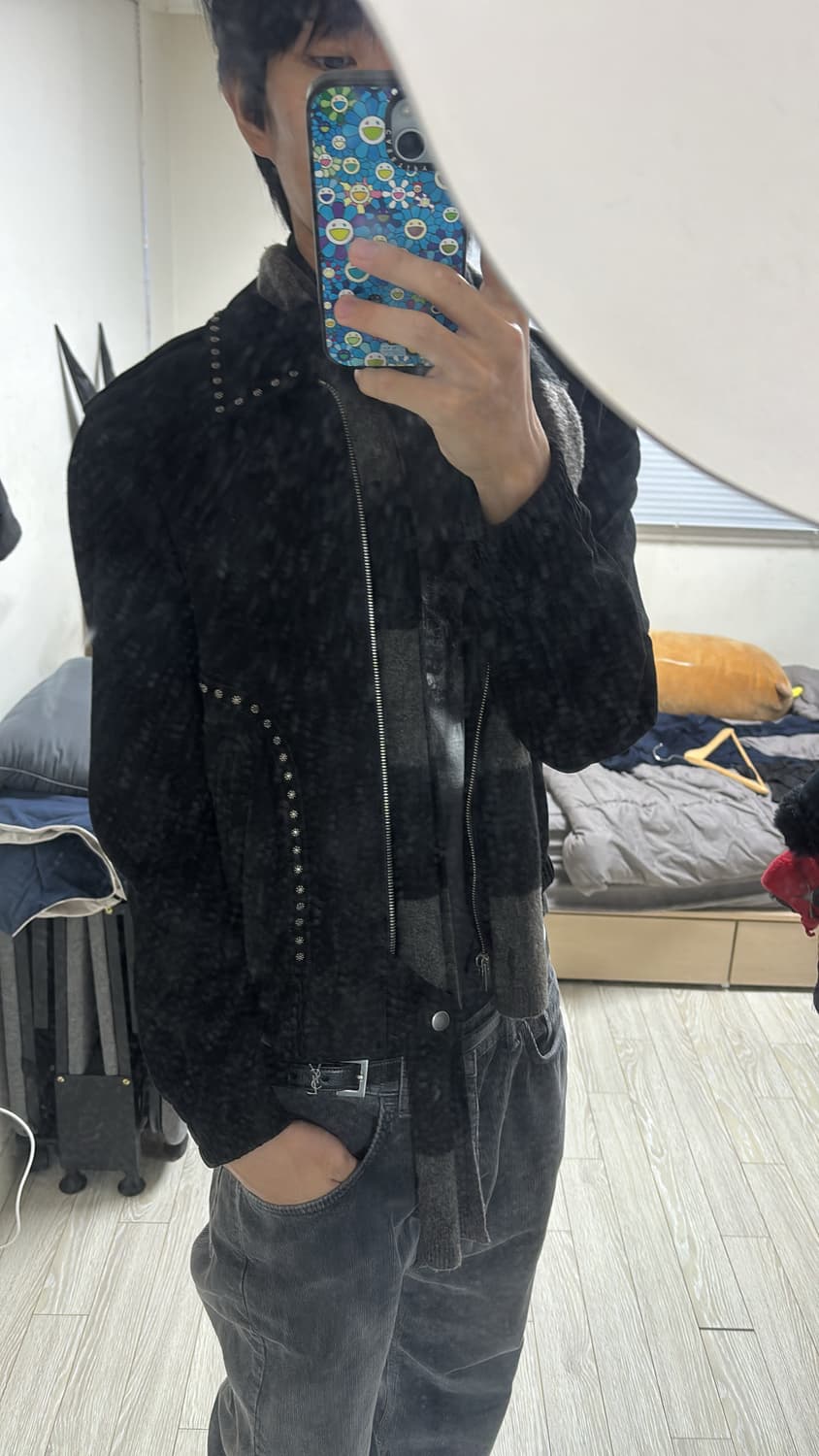 생로랑 20ss 스웨이드 플라워 스터드 자켓 46사이즈 상품이미지2