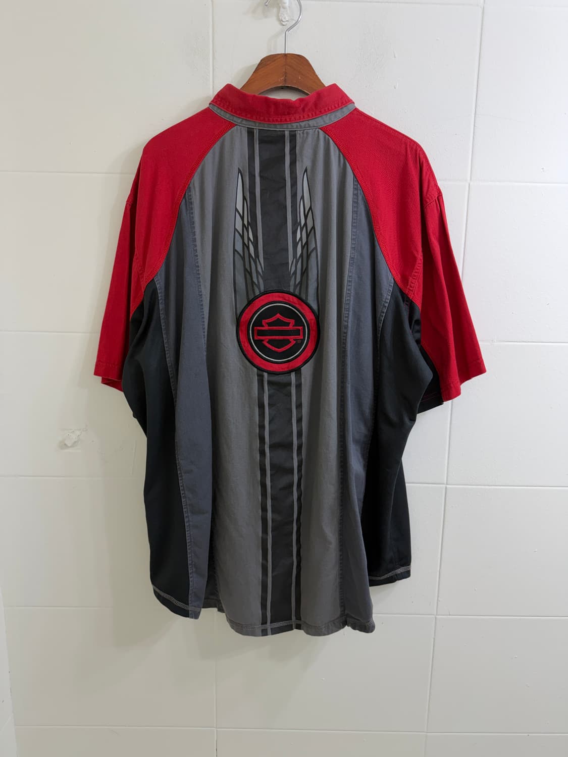 할리데이비슨 레글런 메시 배색 오버핏 반팔 셔츠 상품이미지6