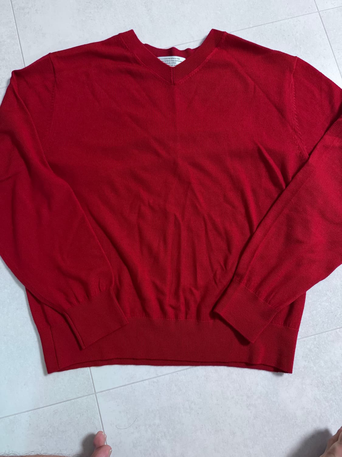 (새상품/2) 다이브인 루즈드 파인울 브이넥니트 레드 2 상품이미지3