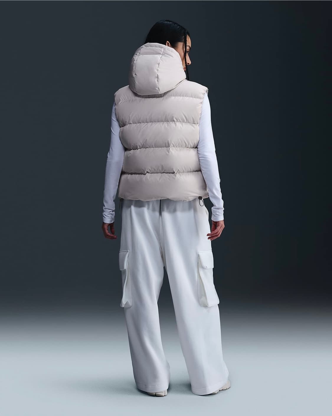 나이키 후드 패딩조끼 크림 상품이미지4