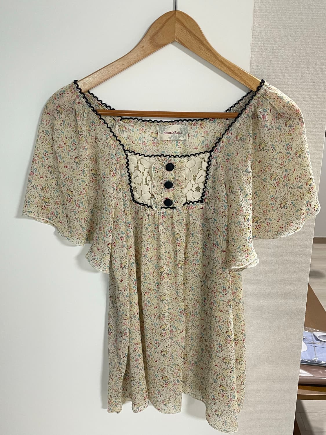 일본 빈티지 꽃무늬 시스루 블라우스  상품이미지1