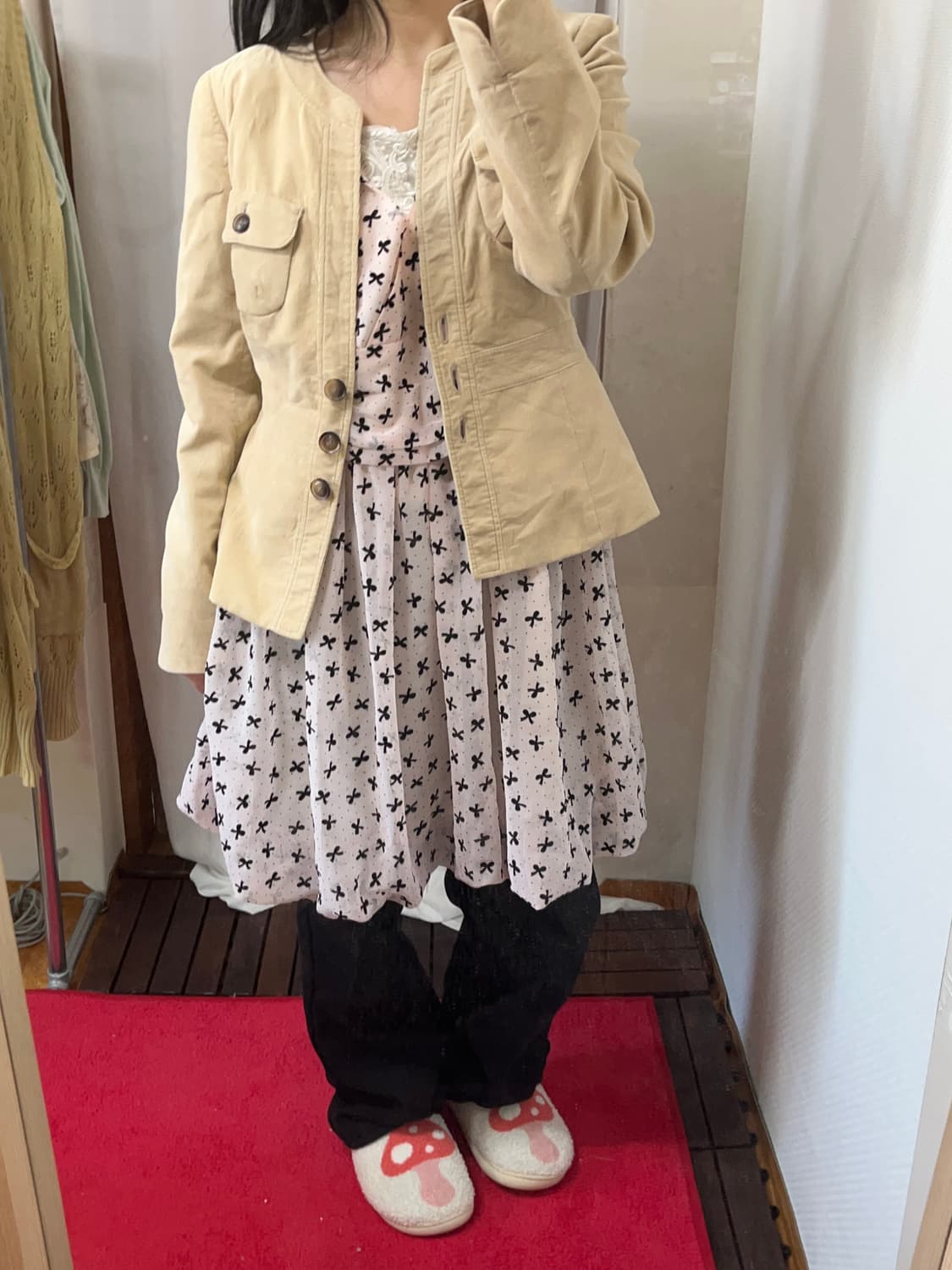 Vintage beige button slim jacket 상품이미지2