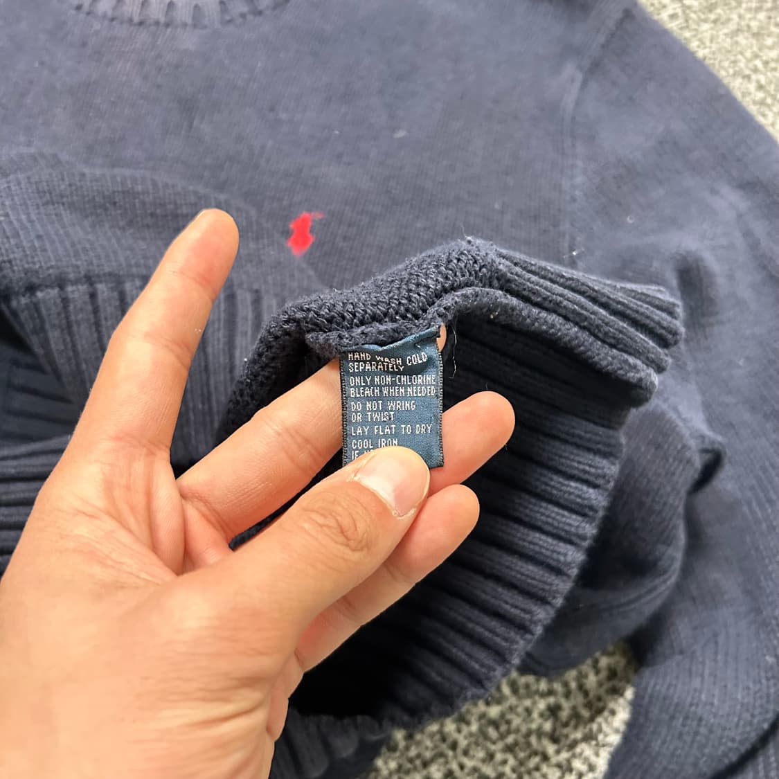 폴로 딥네이비 코튼 라운드 니트 상품이미지5