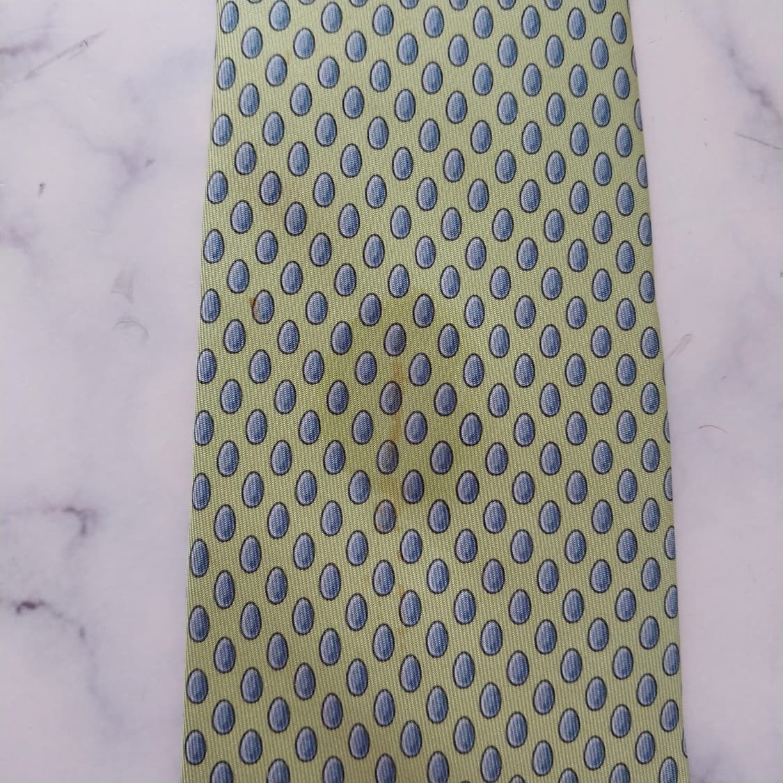 에르메스 라임 병아리 모티브 넥타이 9.3cm B등급 K2551
 상품이미지8