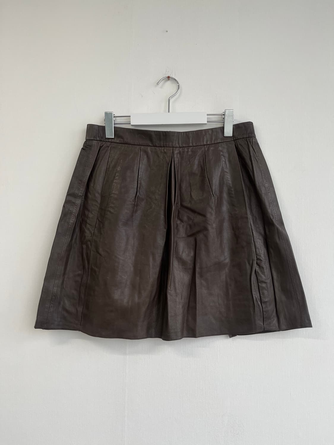 Vince 브라운 가죽 스커트 상품이미지1