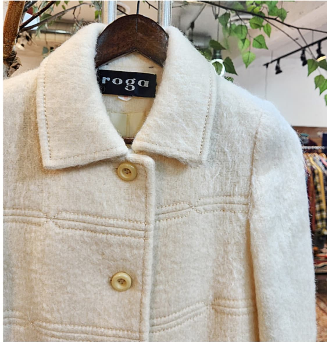 ROGA 일본 빈티지 도톰한 울 아이보리 코트 상품이미지4
