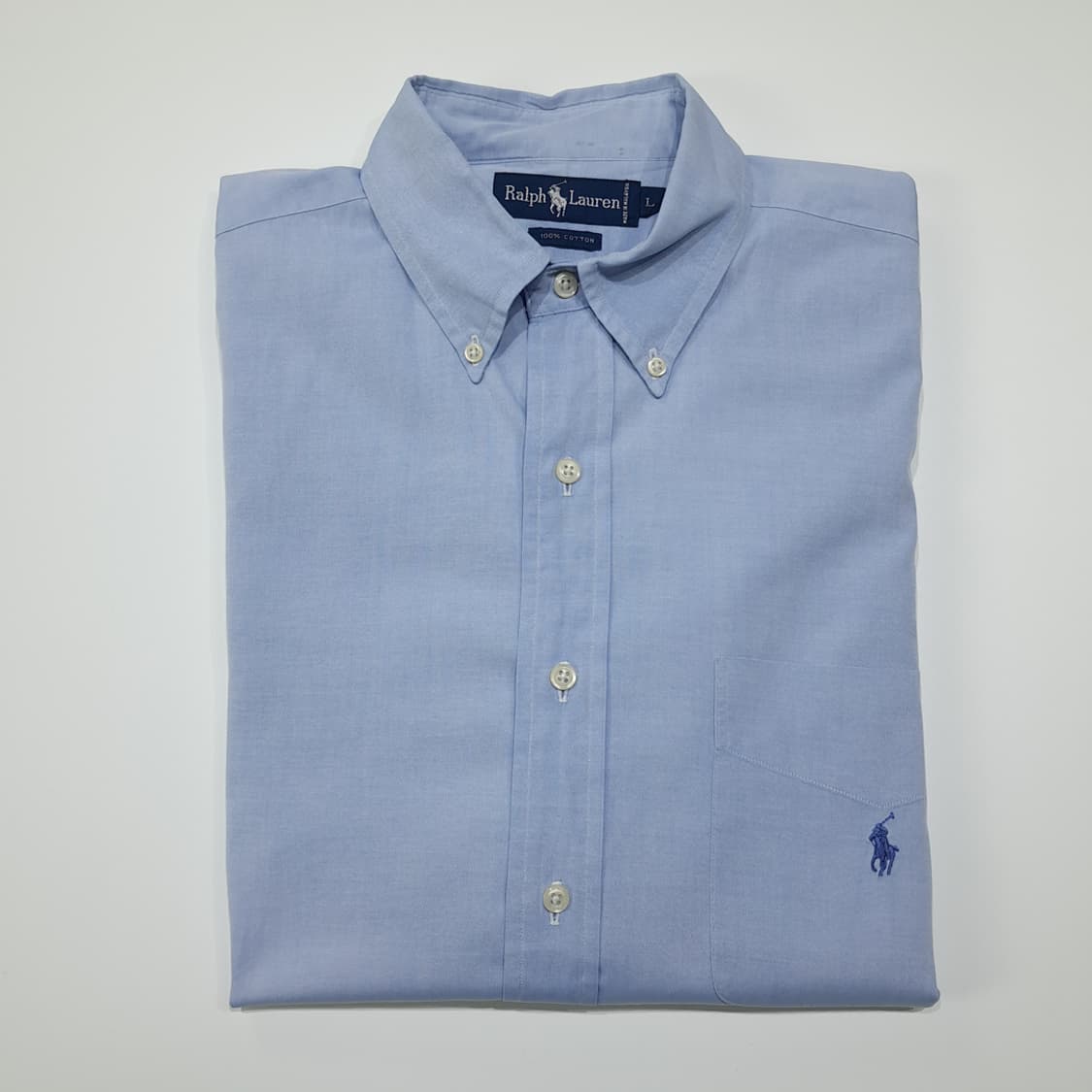CL241 L 폴로 90s 말레이시아판 옥스포드 라이트블루 셔츠 남방 상품이미지8