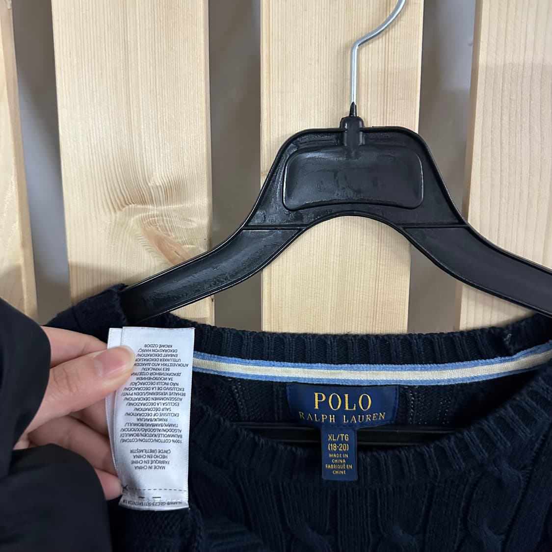 (M) 폴로 랄프로렌 라운드넥 네이비 케이블 니트 스웨터 상품이미지5