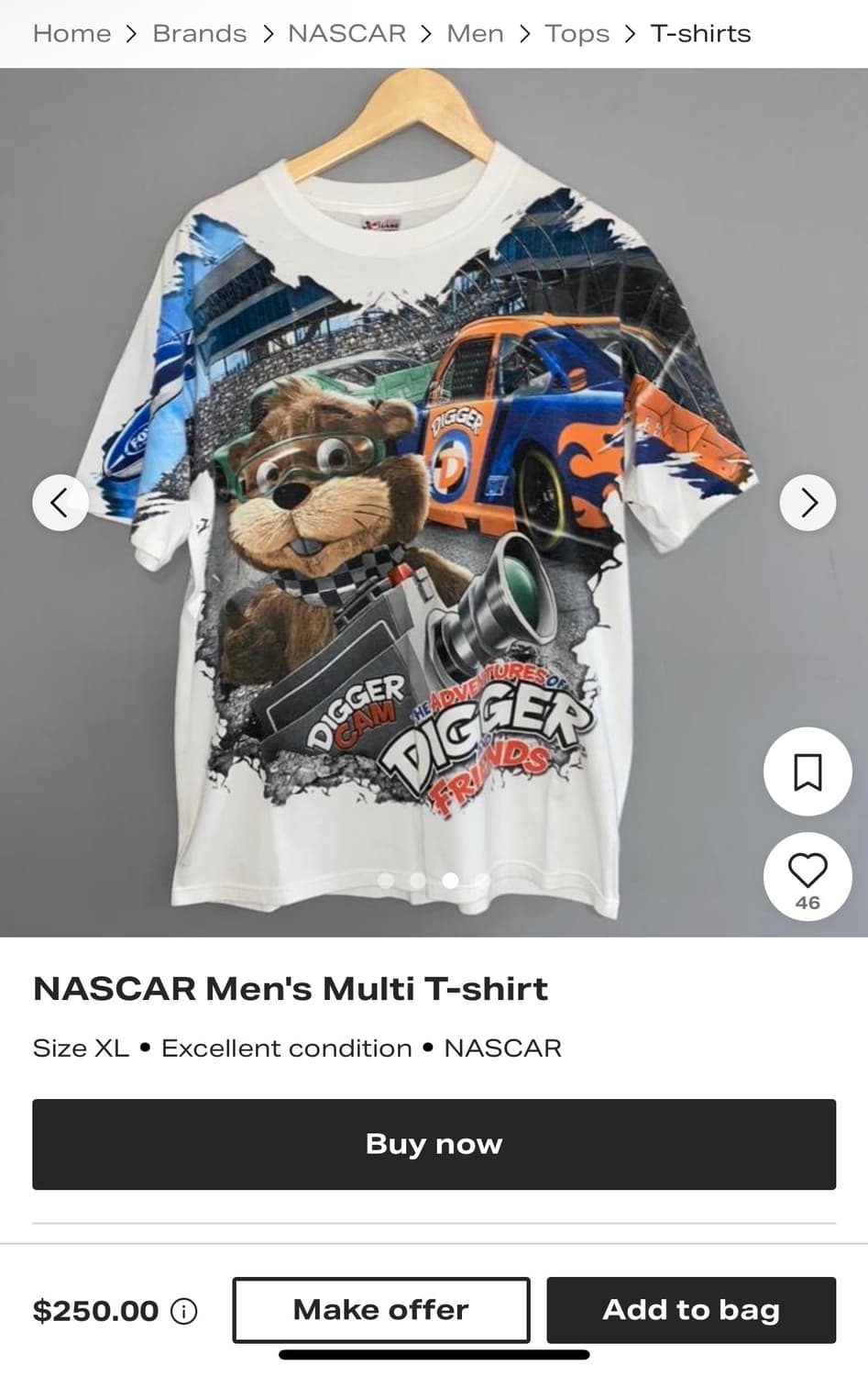 DIGGER NASCAR 빈티지 티셔츠 상품이미지5