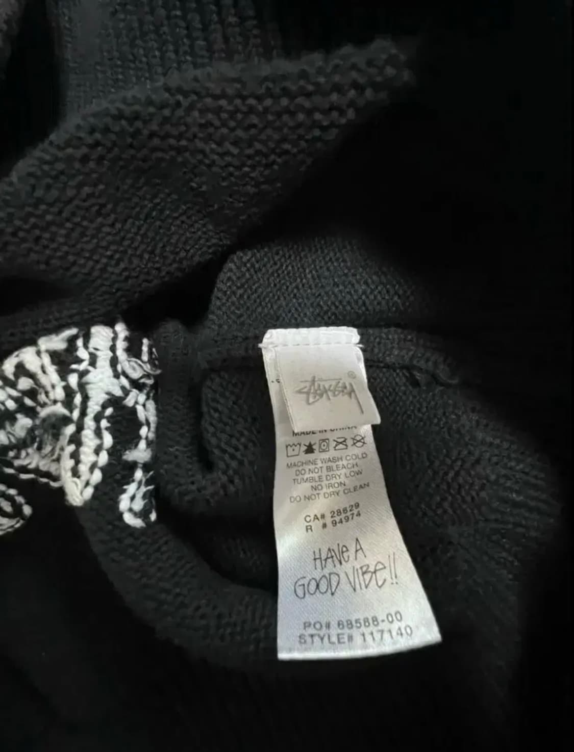 스투시 케어라벨 니트 블랙 L 상품이미지4