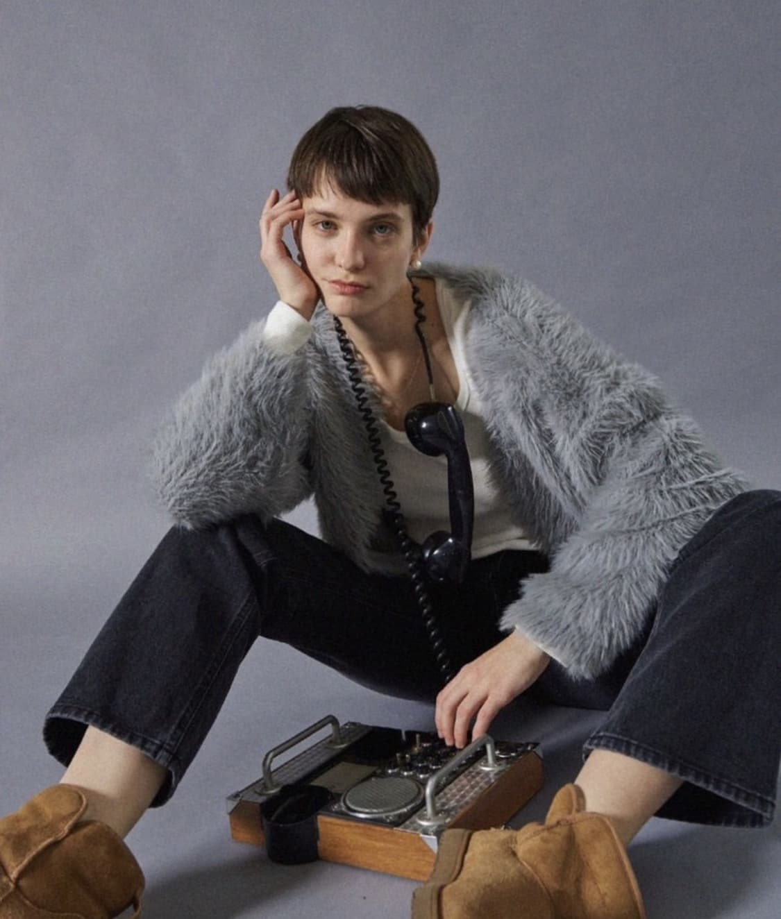 헤더먼트 테디 가디건 그레이 상품이미지1