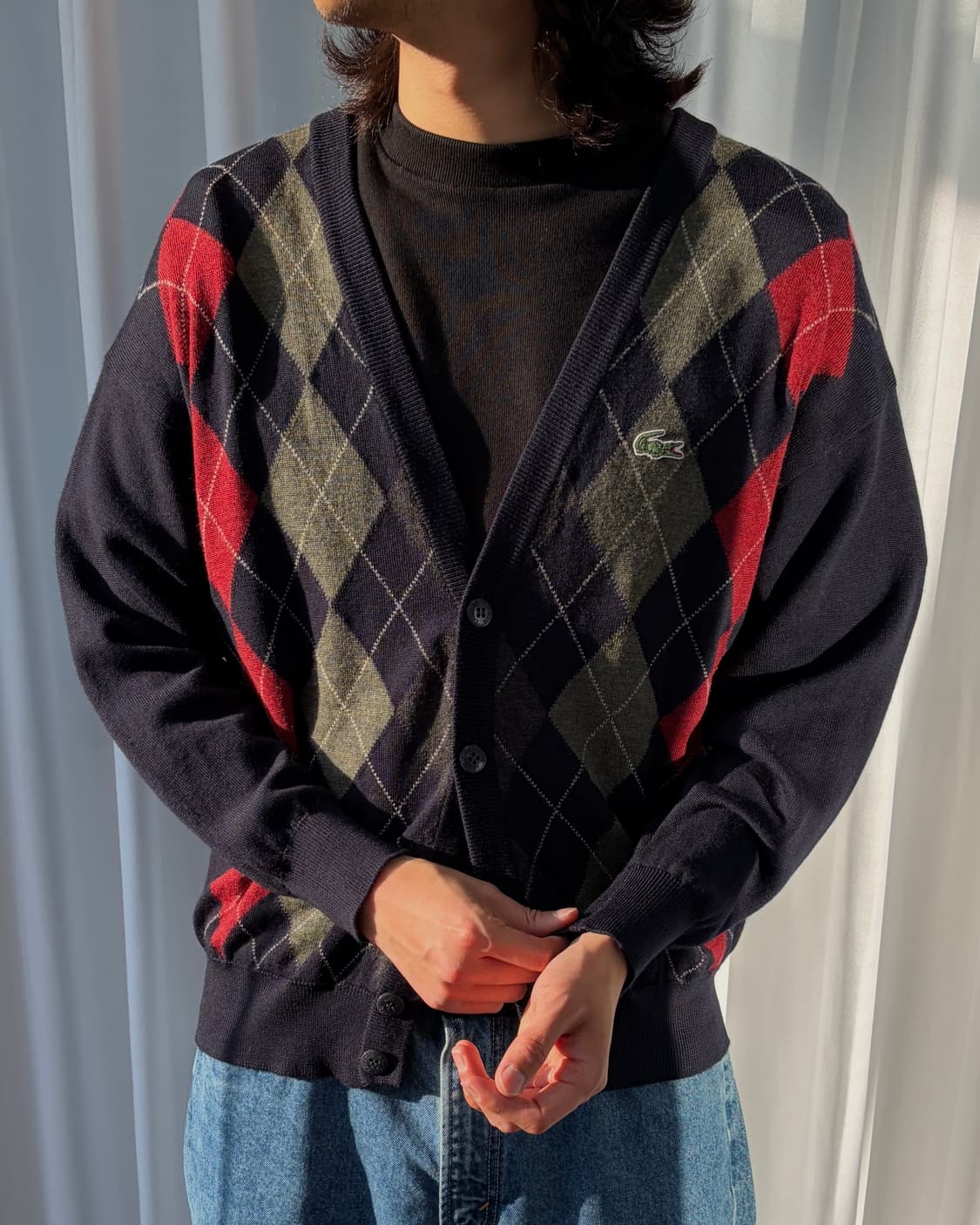 [M-L]라코스테 아가일 니트 가디건 상품이미지1