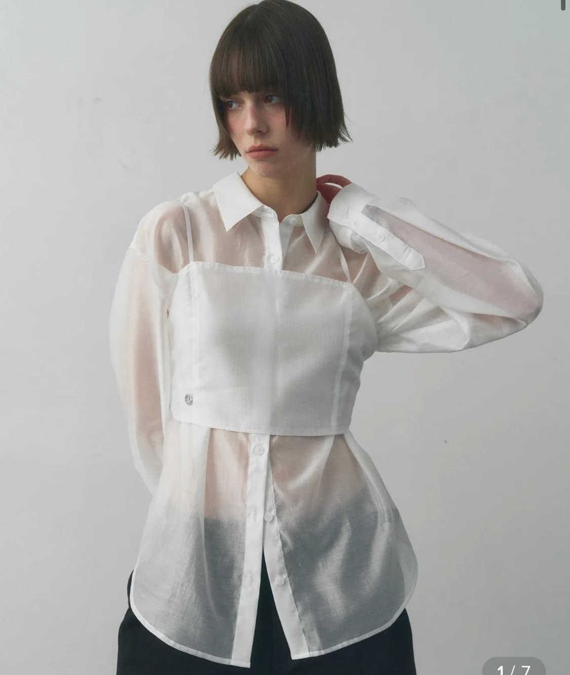 세컨모놀로그 시스루 뷔스티에 셔츠  상품이미지1