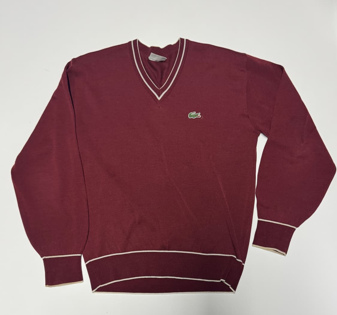 서광 라코스테 올드스쿨 코튼 브이넥 니트 L 버건디 상품이미지1