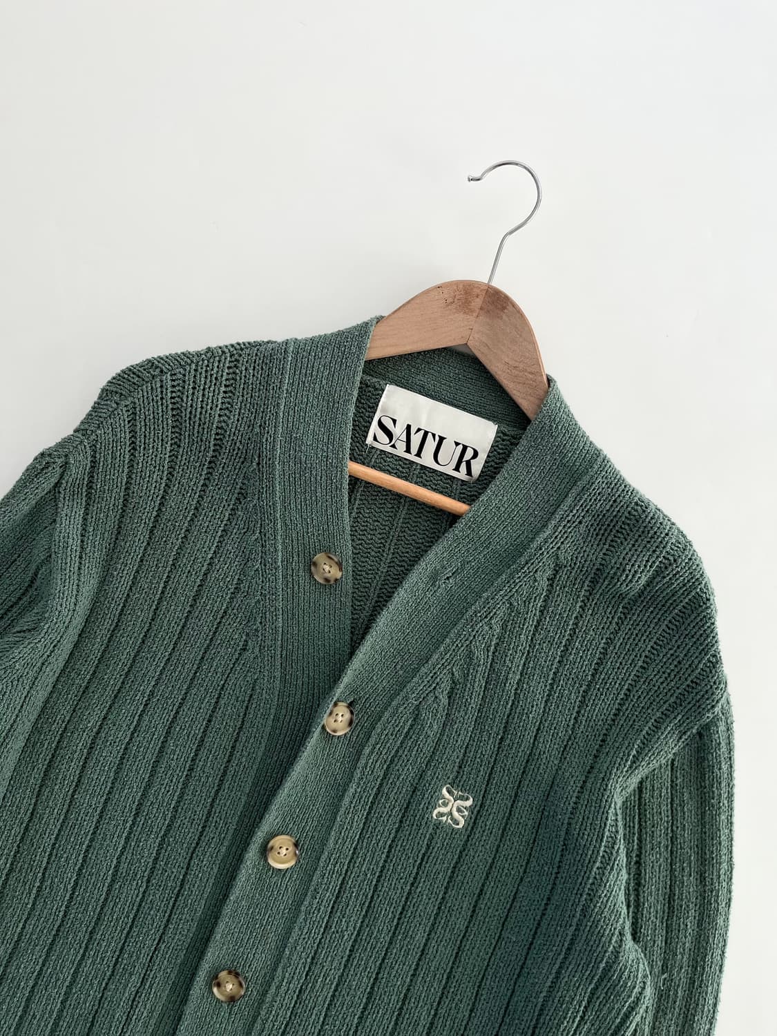 Satur 새터 그린컬러 버튼 가디건 상품이미지4