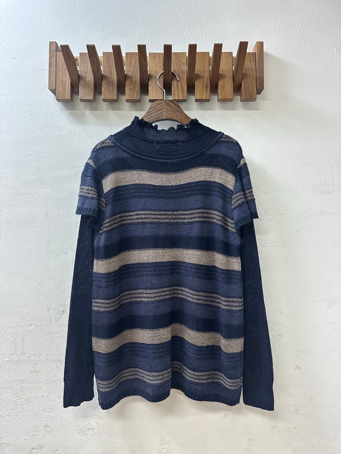 일본빈티지 모리걸 자수 니트 탑 레이어드 탑 티셔츠 상품이미지3