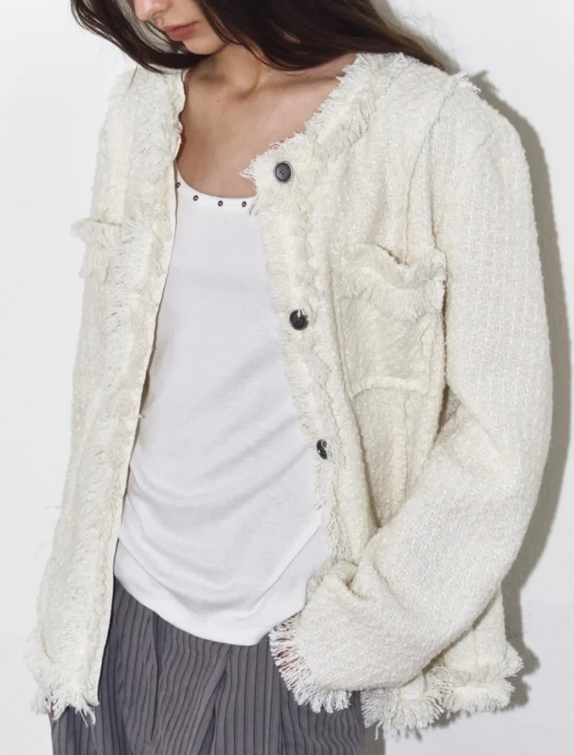 폴리수엠 알파카 니트 집업 자켓 핑크 상품이미지3