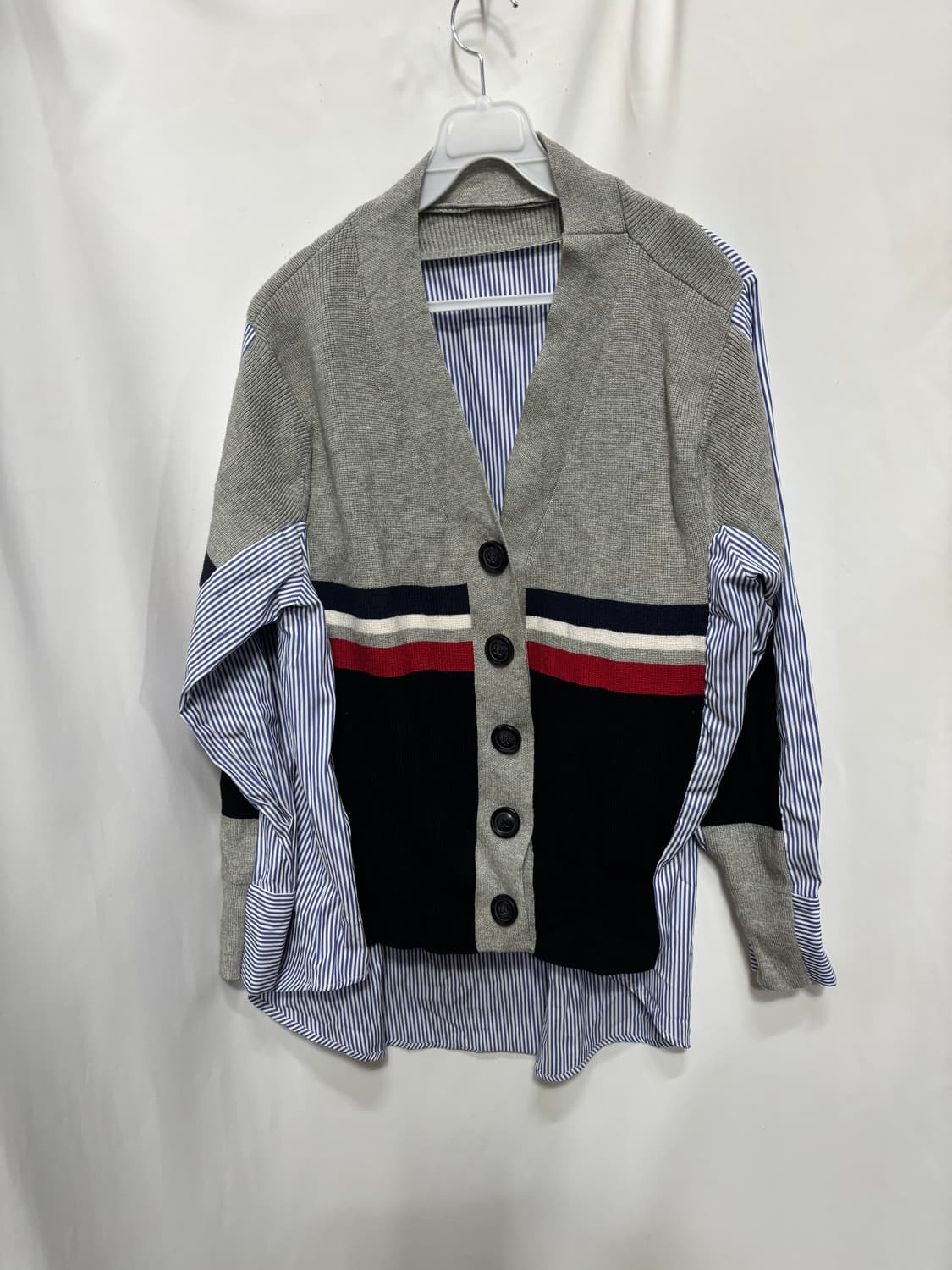 셔츠 레이어드 언발란스 컷 가디건 봄가을 가디건 남여공용 상품이미지1