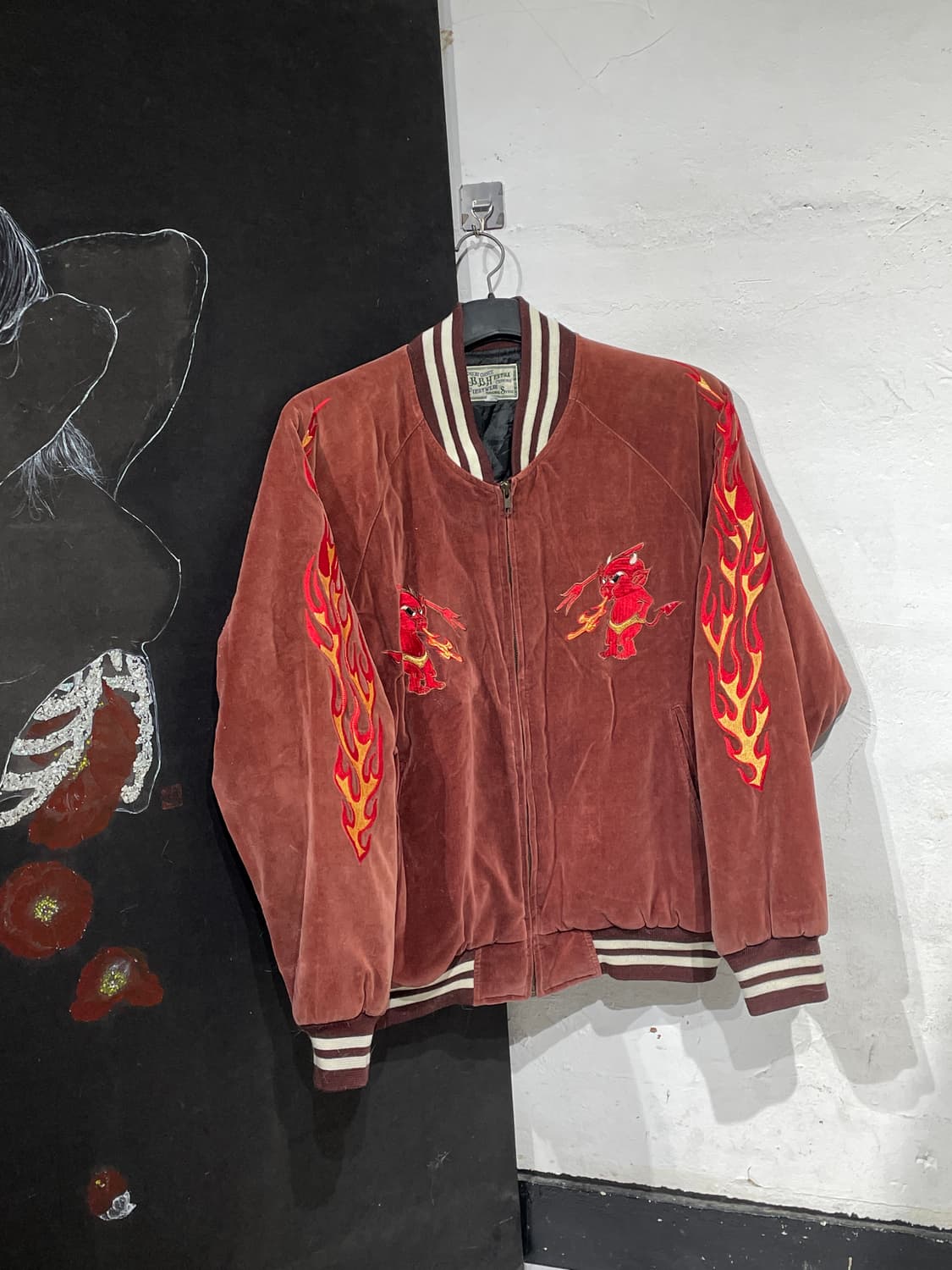 JPN 일본 브랜드 BBH 벨벳 빅로고 재패니즈 자수 스카잔  L 상품이미지4