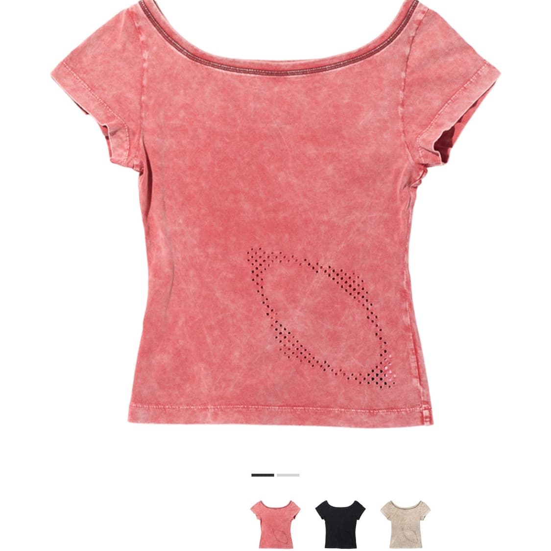 미스치프 블리치드 와이드넥 티셔츠 블리치드 레드 상품이미지1