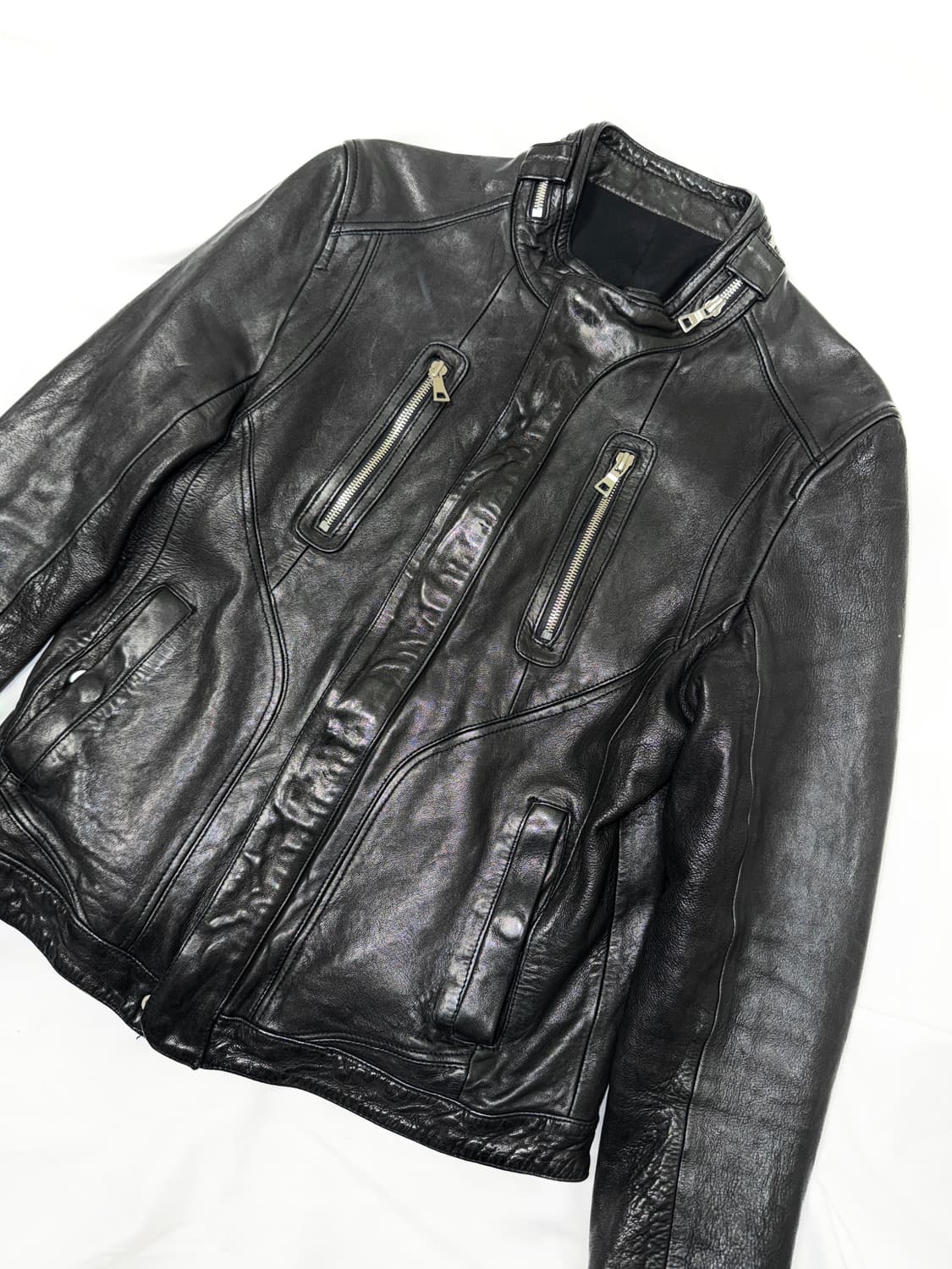 이태리 양가죽 슬림 레더 자켓 상품이미지5