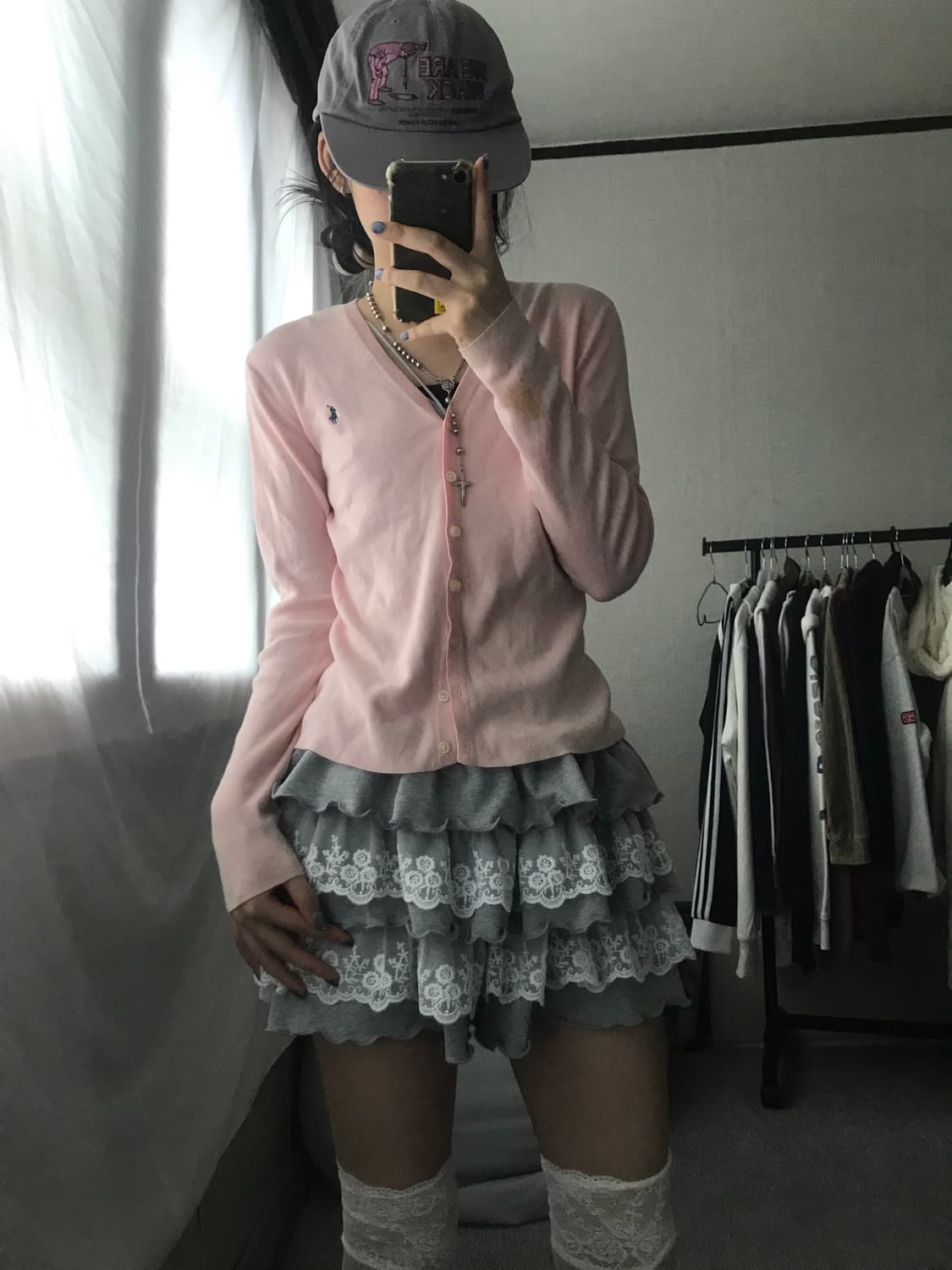 폴로 연핑크 가디건 상품이미지2