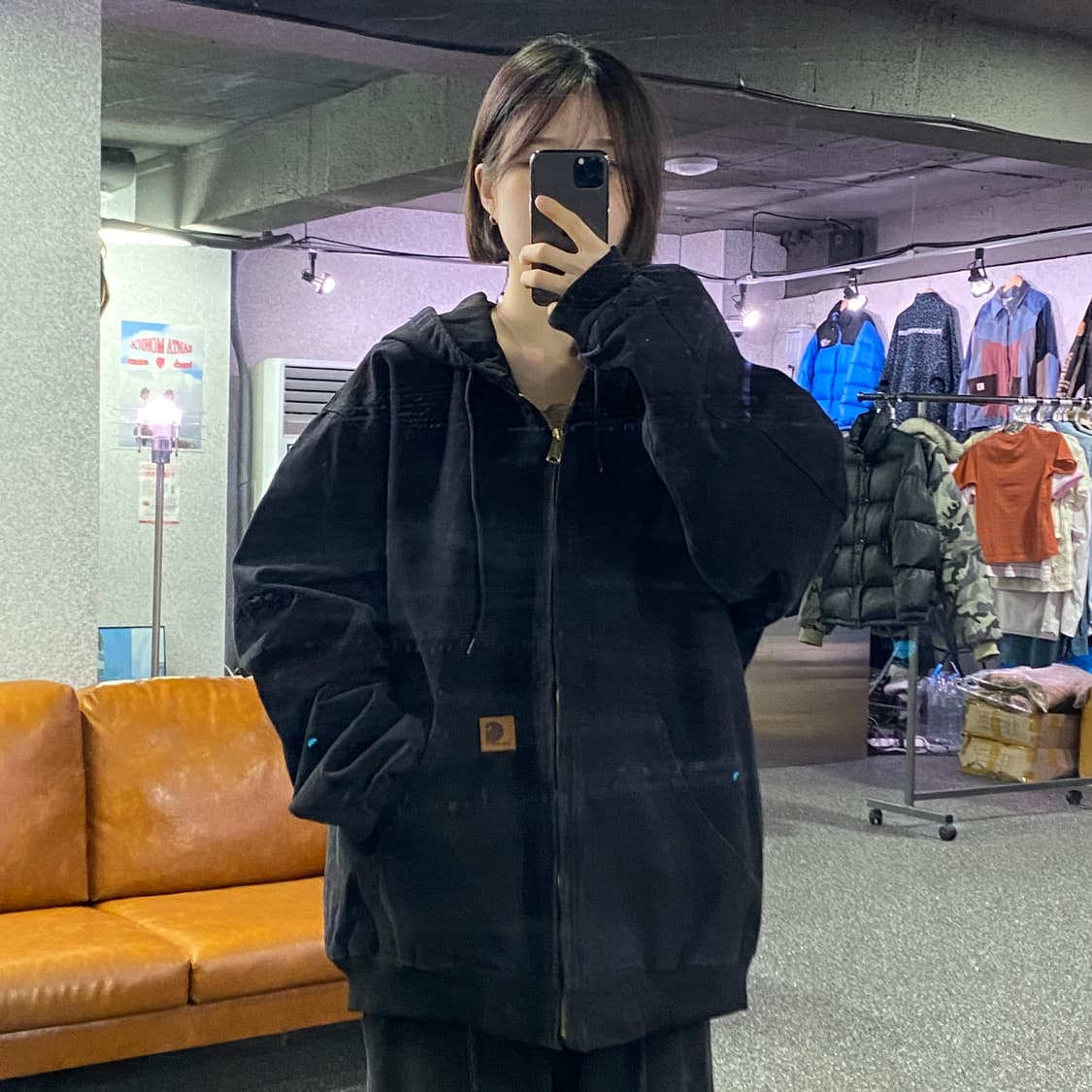 칼하트 블랙 덕 액티브 워크 후드 자켓 B3796 상품이미지1