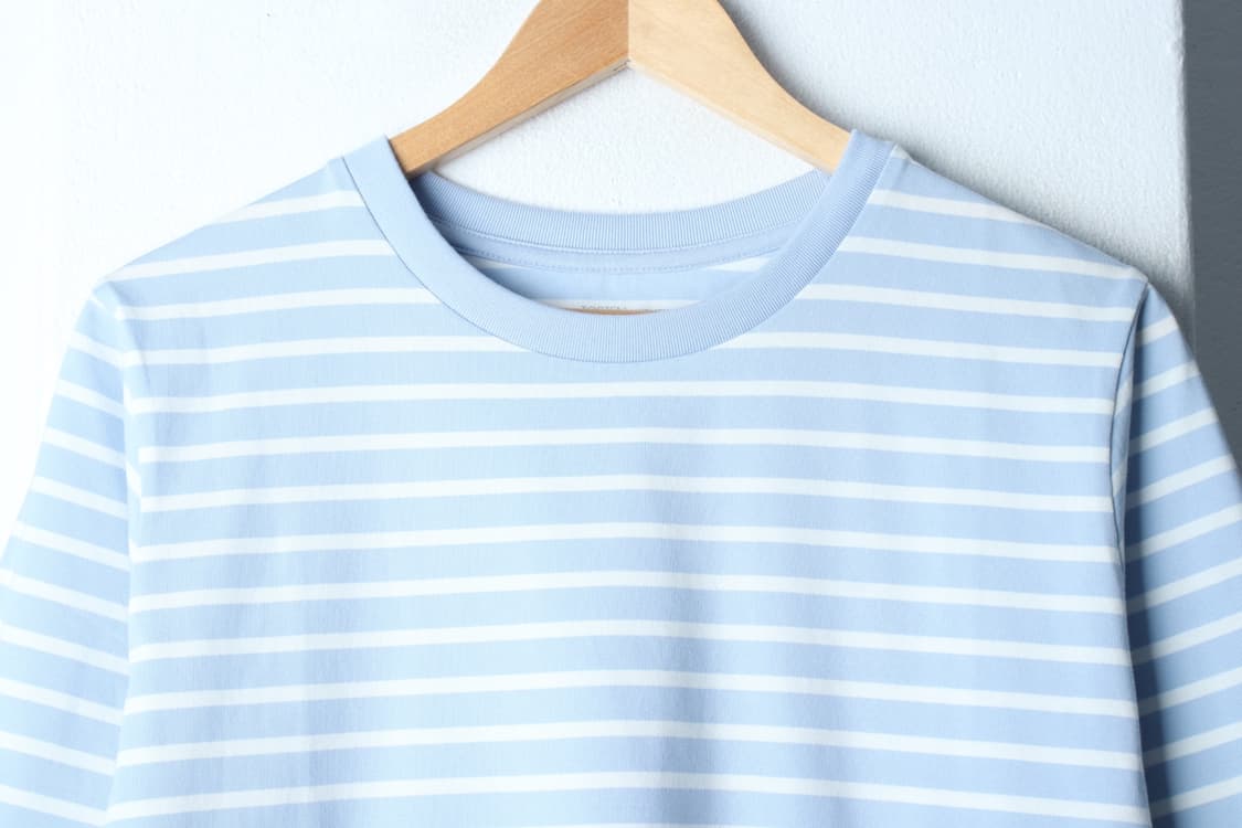W(XL) 탑텐 반팔 티셔츠 스트라이프 연블루 세미크롭-H33375 상품이미지3