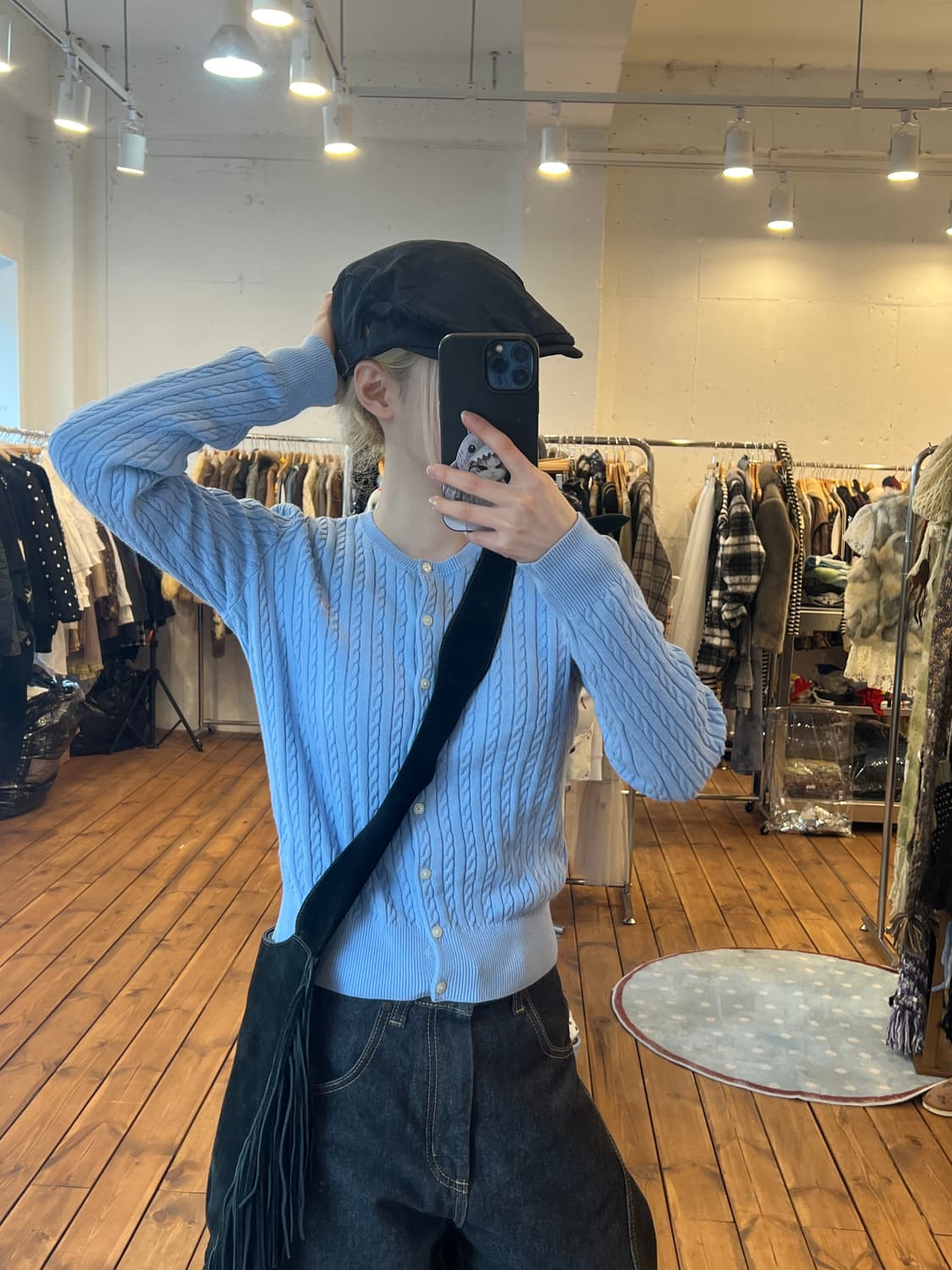 폴로 스카이블루 꽈배기 가디건 상품이미지2