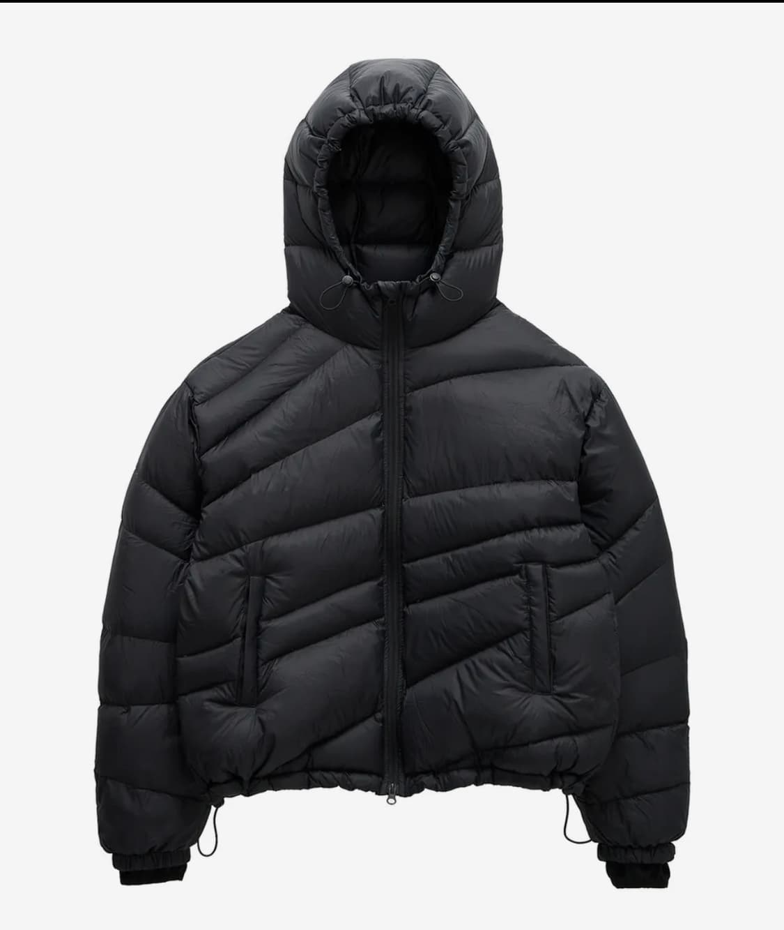 밈더워드브로 다이애그널 라이닝 다 운 점퍼_블랙 상품이미지1