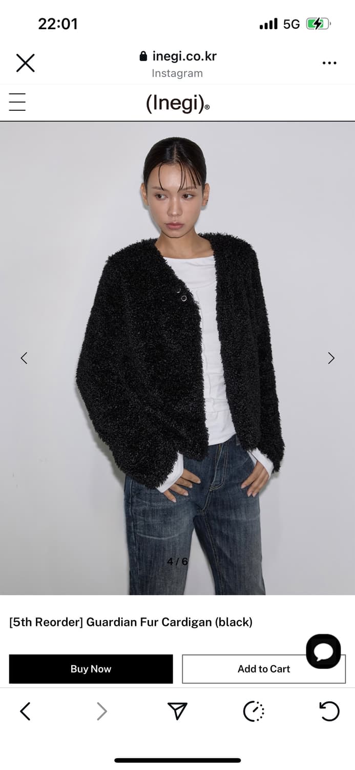 25FW 이네기 퍼 가디건 블랙 상품이미지1