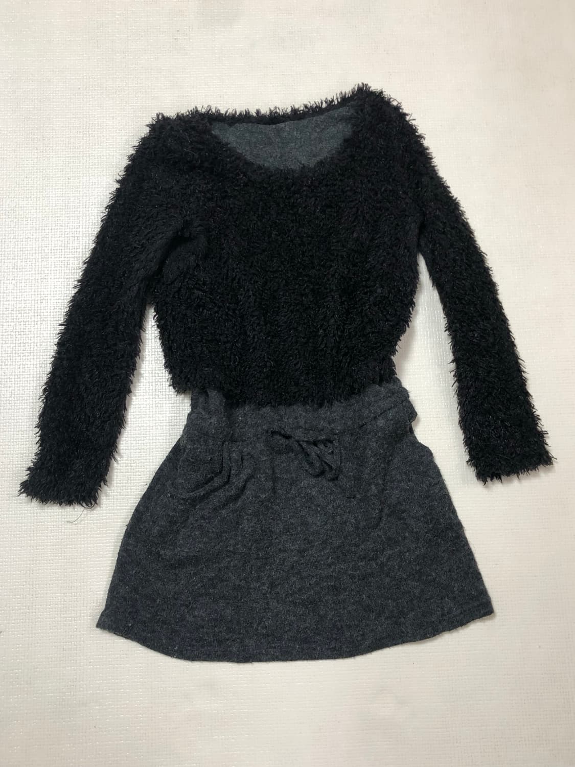 빈티지 블랙 앤 그레이 퍼 원피스 상품이미지8