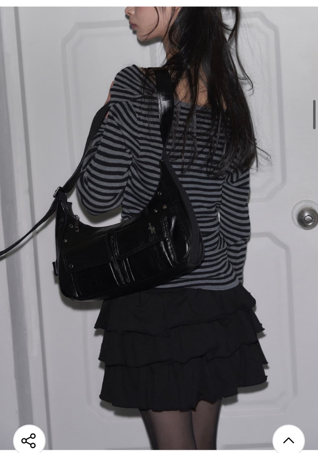 (FREE) 레더리 투웨이 오프숄더 스트라이프 니트 탑 [CHARCOAL 상품이미지7