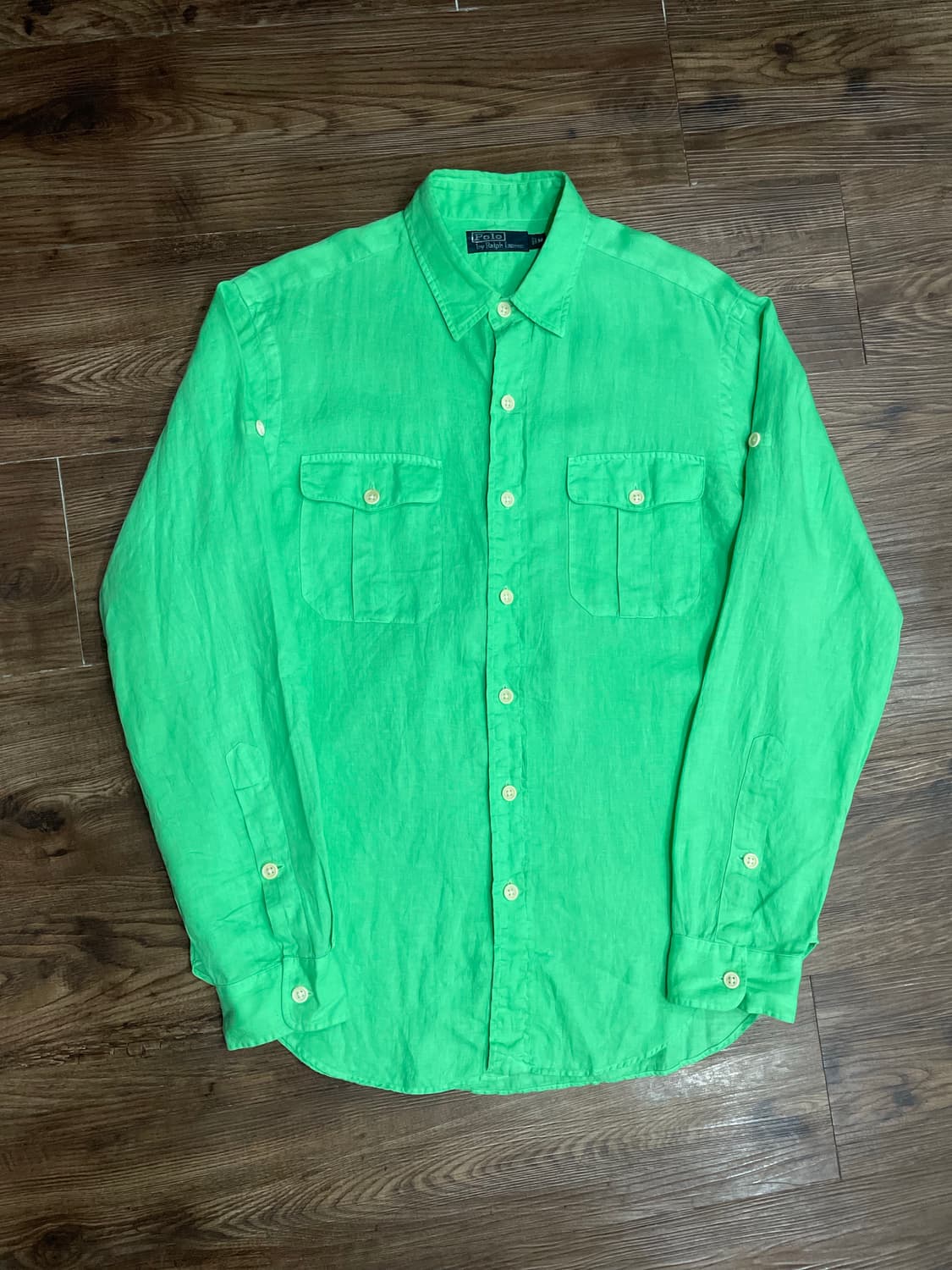 폴로 랄프로렌 사파리 롤탭 린넨 셔츠 그린 상품이미지3