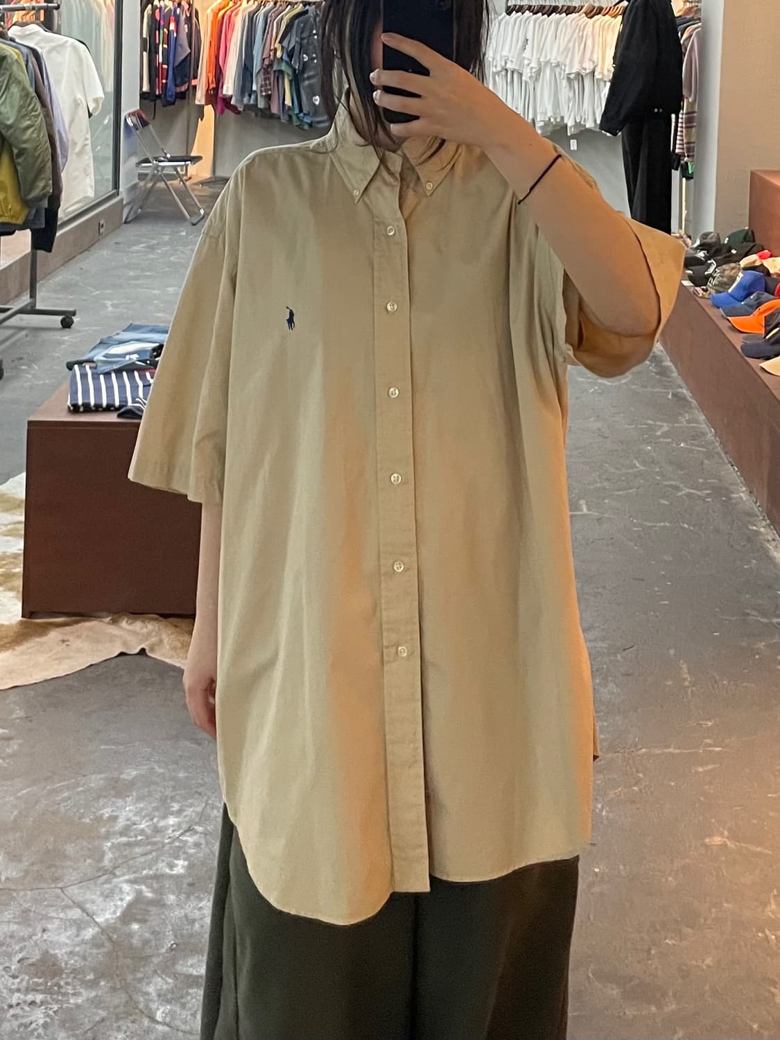 폴로 랄프로렌 베이지 반팔 셔츠 H2666 상품이미지1