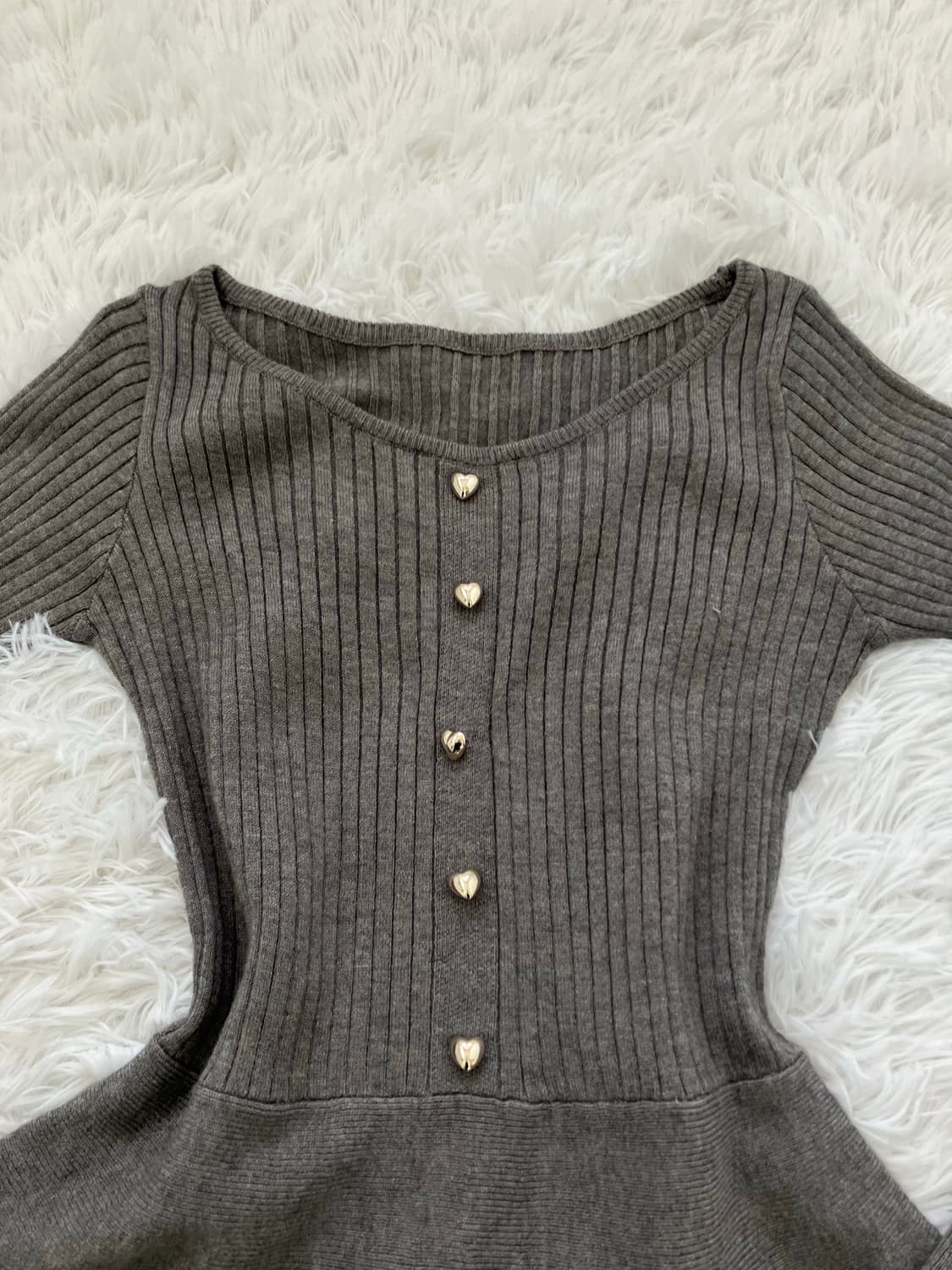 빈티지 그레이 하트 버튼 니트 원피스 950 y2k 스트릿 갸루 펑키 일 상품이미지4